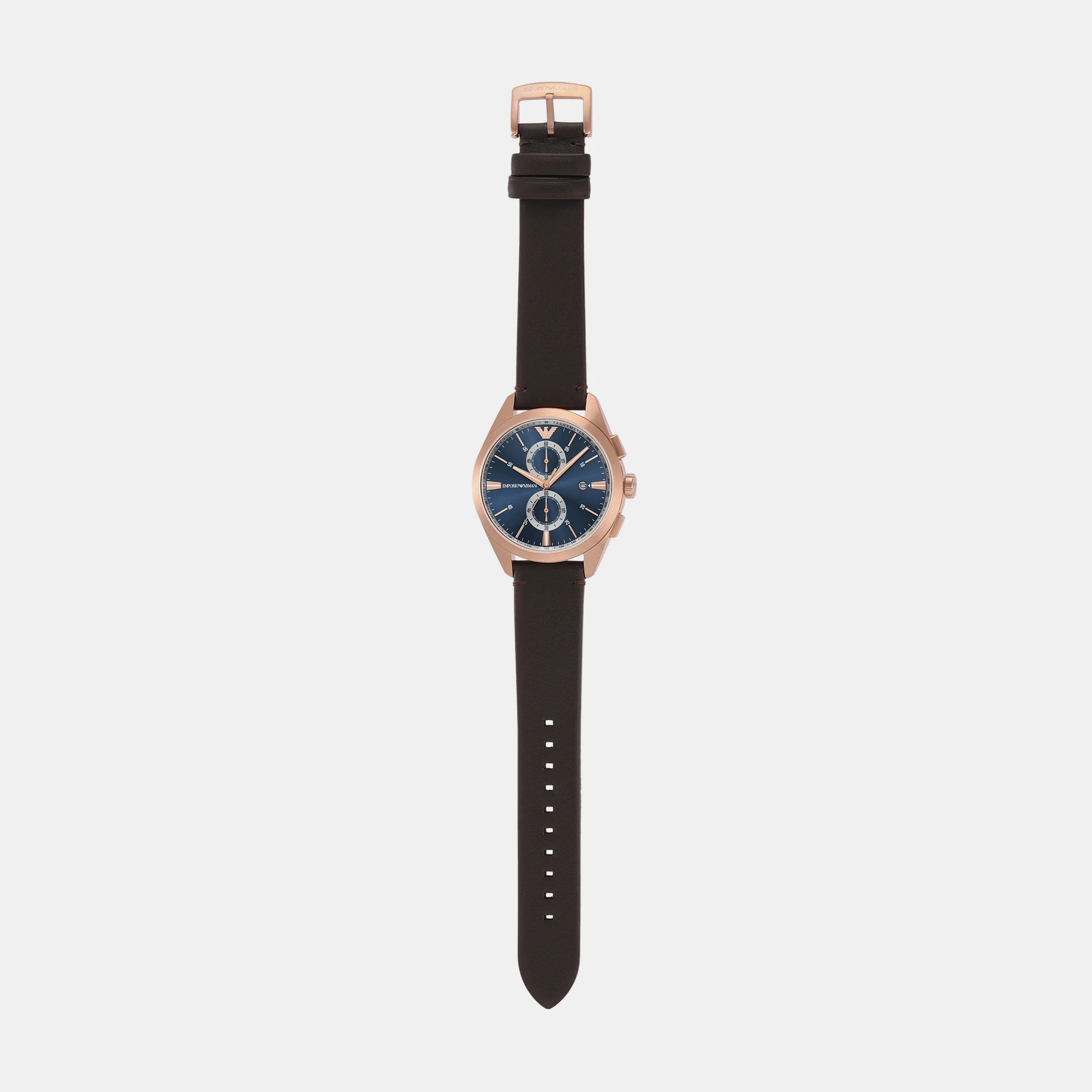 Men Quartz Blue Dial Chronograph Leather Watch AR11554 - Image 9
