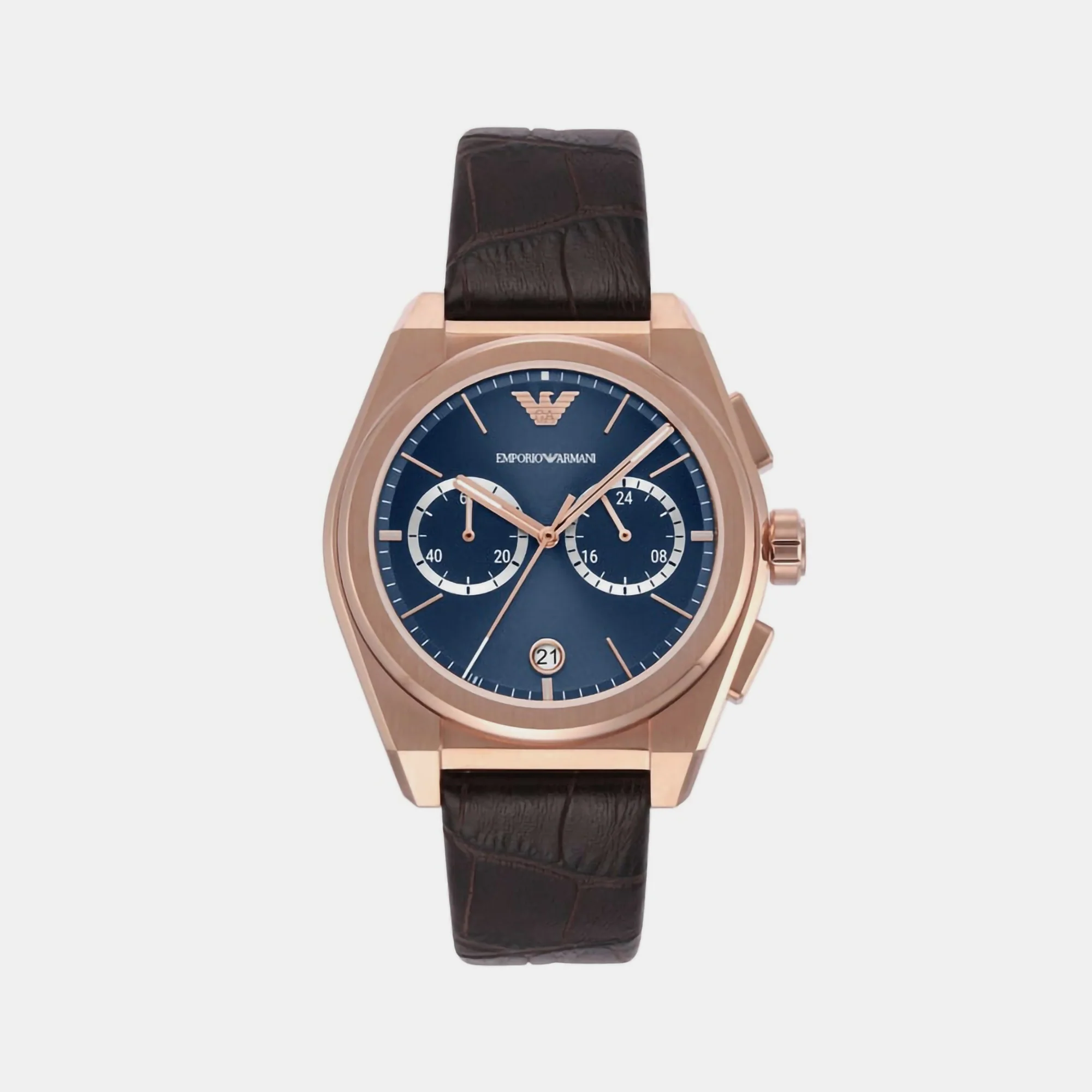 Men Quartz Blue Dial Chronograph Leather Watch AR11563