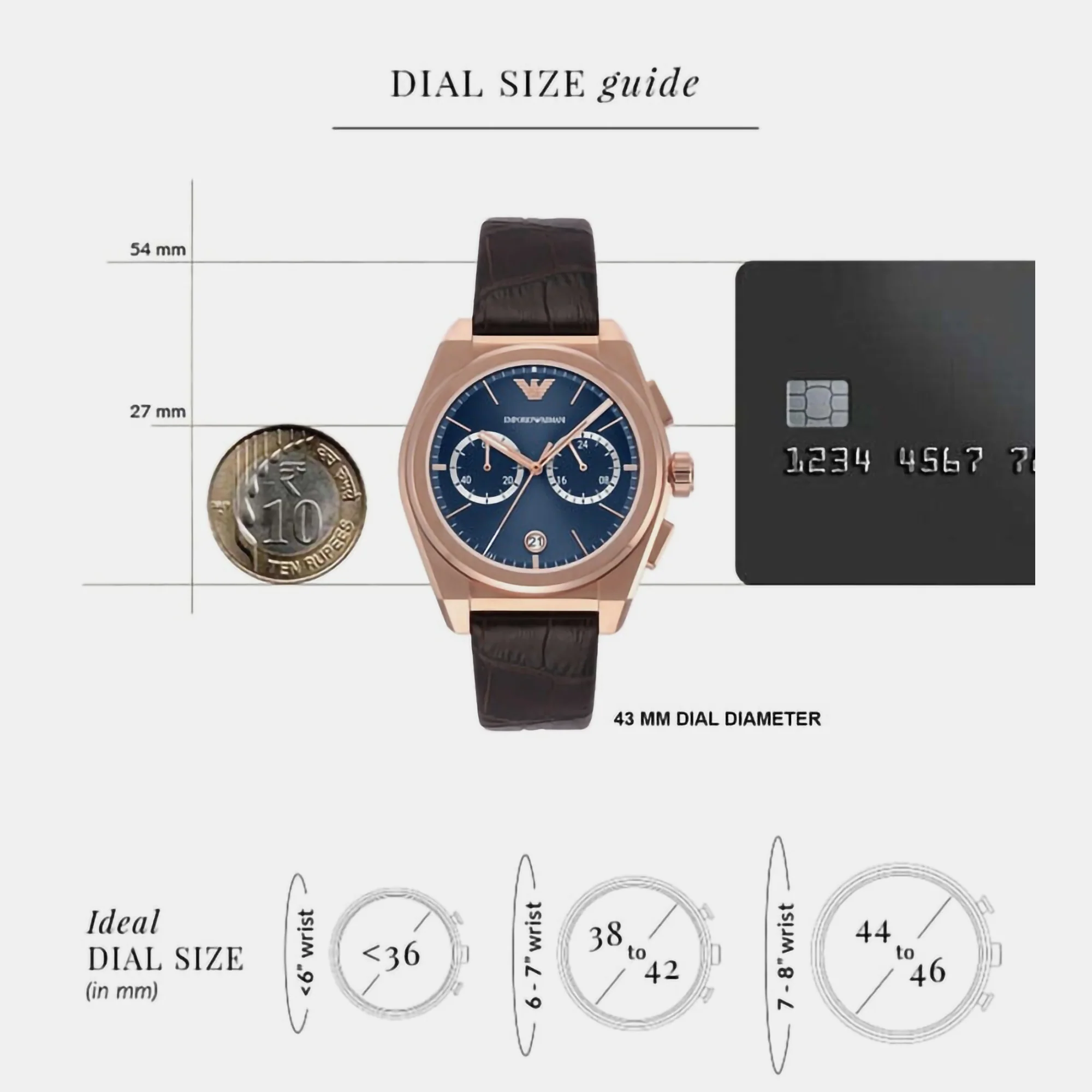 Men Quartz Blue Dial Chronograph Leather Watch AR11563 - Image 4