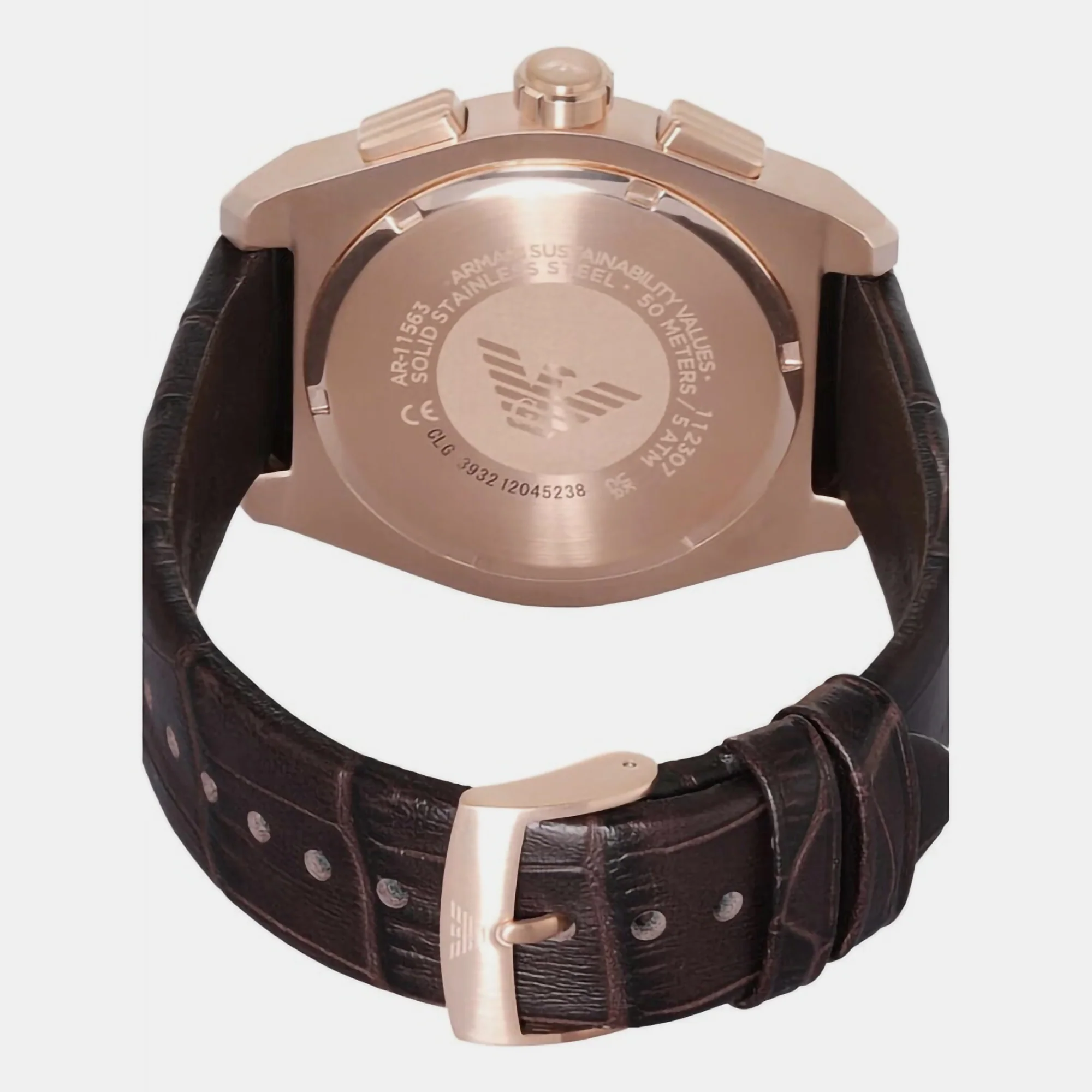 Men Quartz Blue Dial Chronograph Leather Watch AR11563 - Image 8