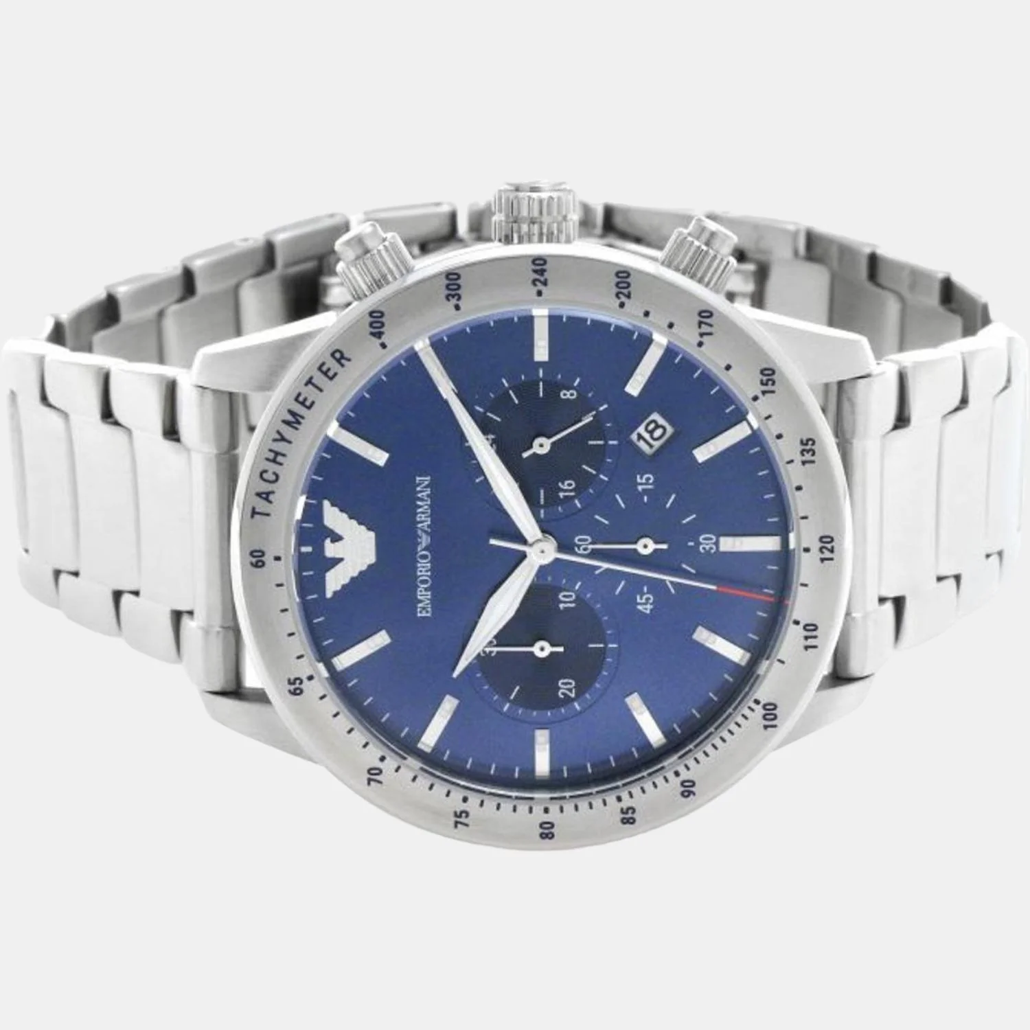 Men Quartz Blue Dial Chronograph Stainless Steel Watch AR11306 - Image 4