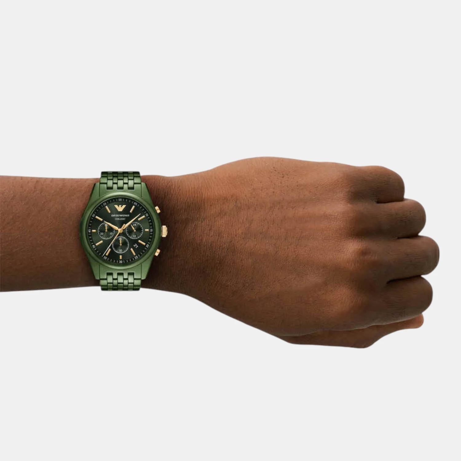 Men Quartz Green Dial Chronograph Ceramic Watch AR70017 - Image 5