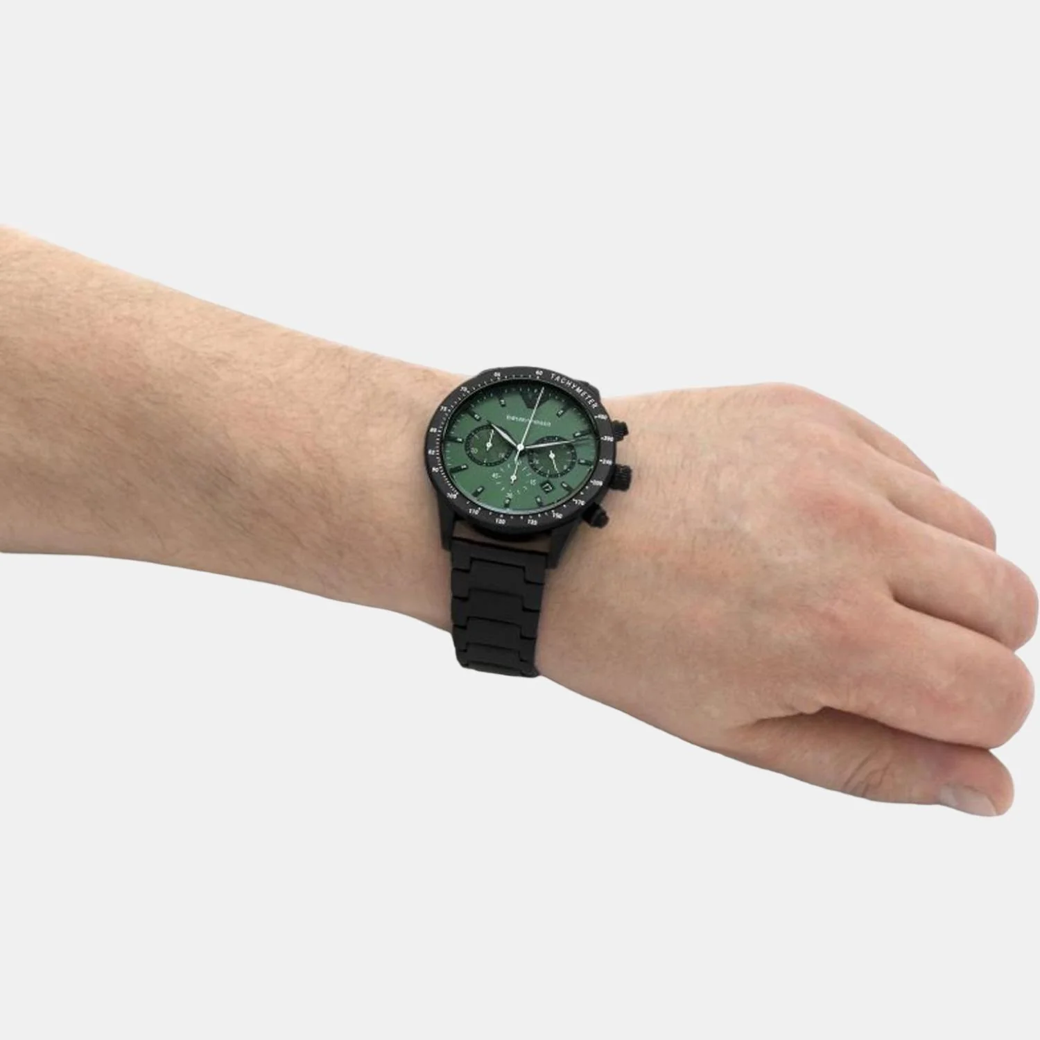 Men Quartz Green Dial Chronograph Stainless Steel Watch AR11472 - Image 7