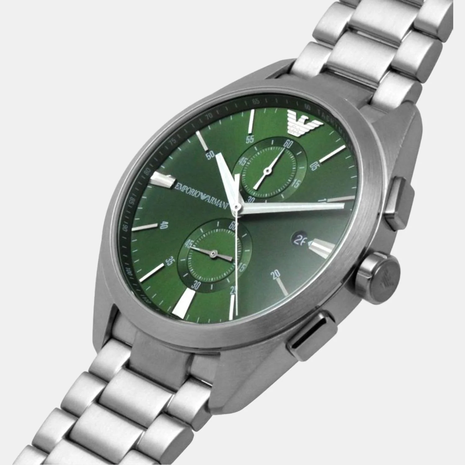 Men Quartz Green Dial Chronograph Stainless Steel Watch AR11480 - Image 7