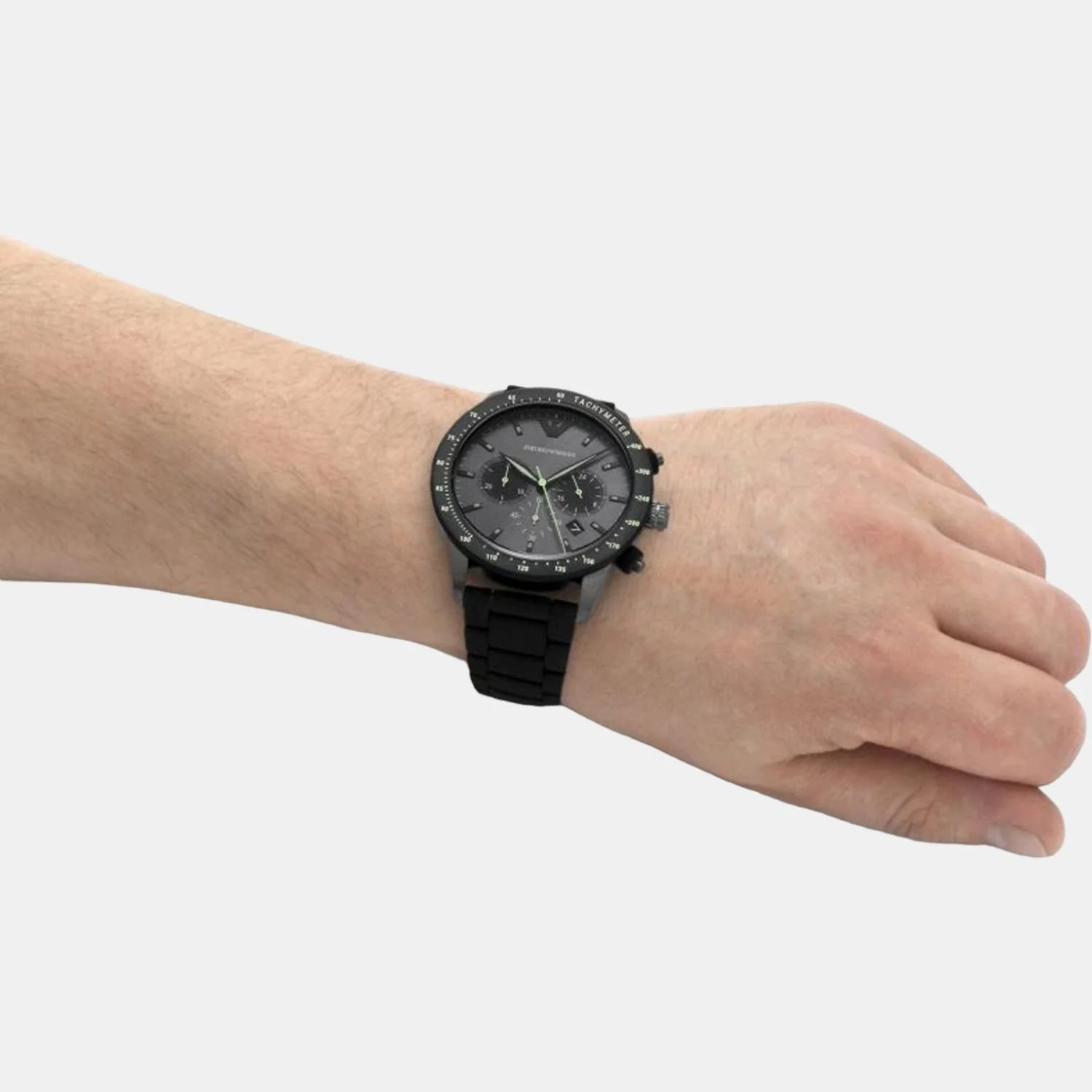 Men Quartz Grey Dial Chronograph Silicone Watch AR11410 - Image 7