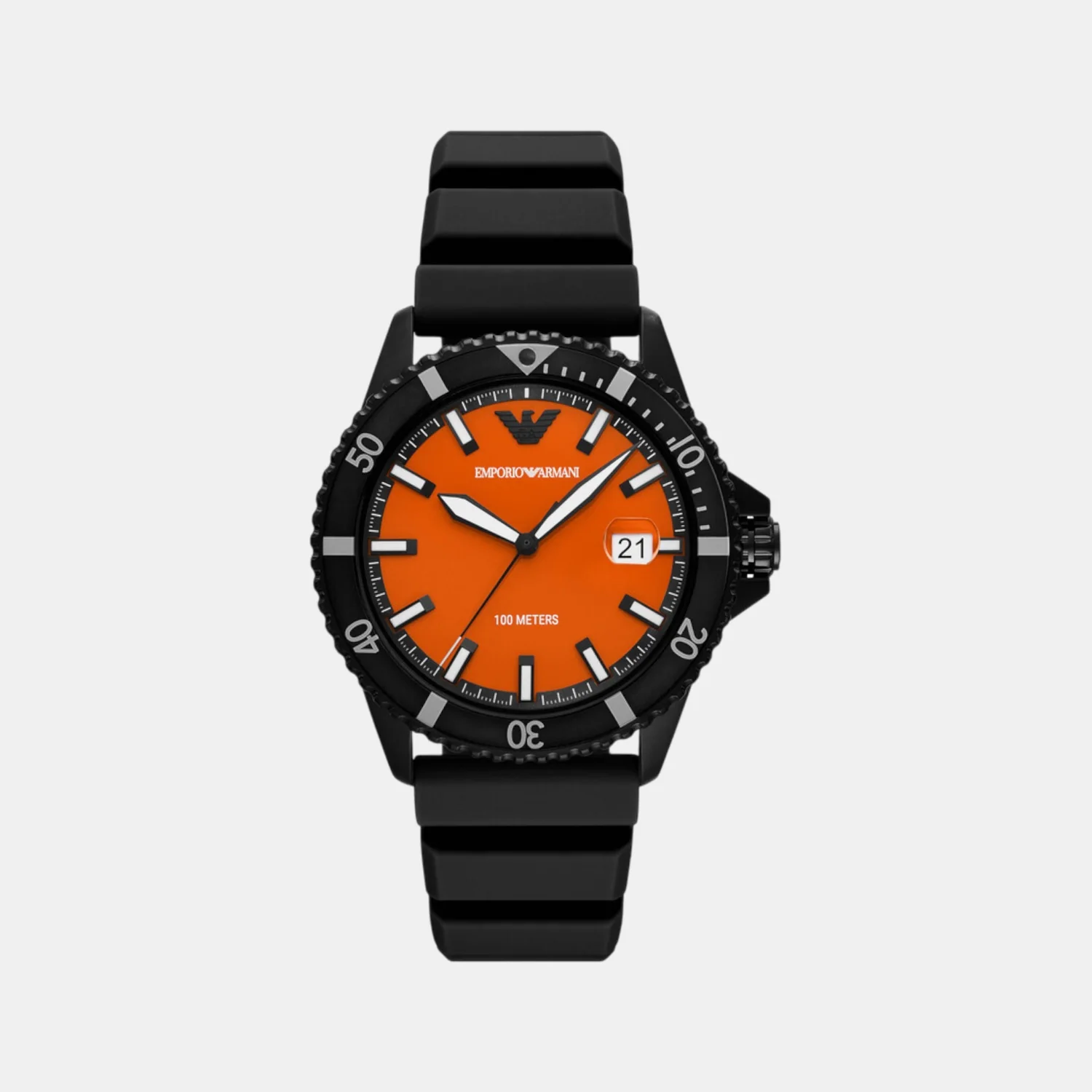 Men Quartz Orange Dial Analog Silicone Watch AR11684