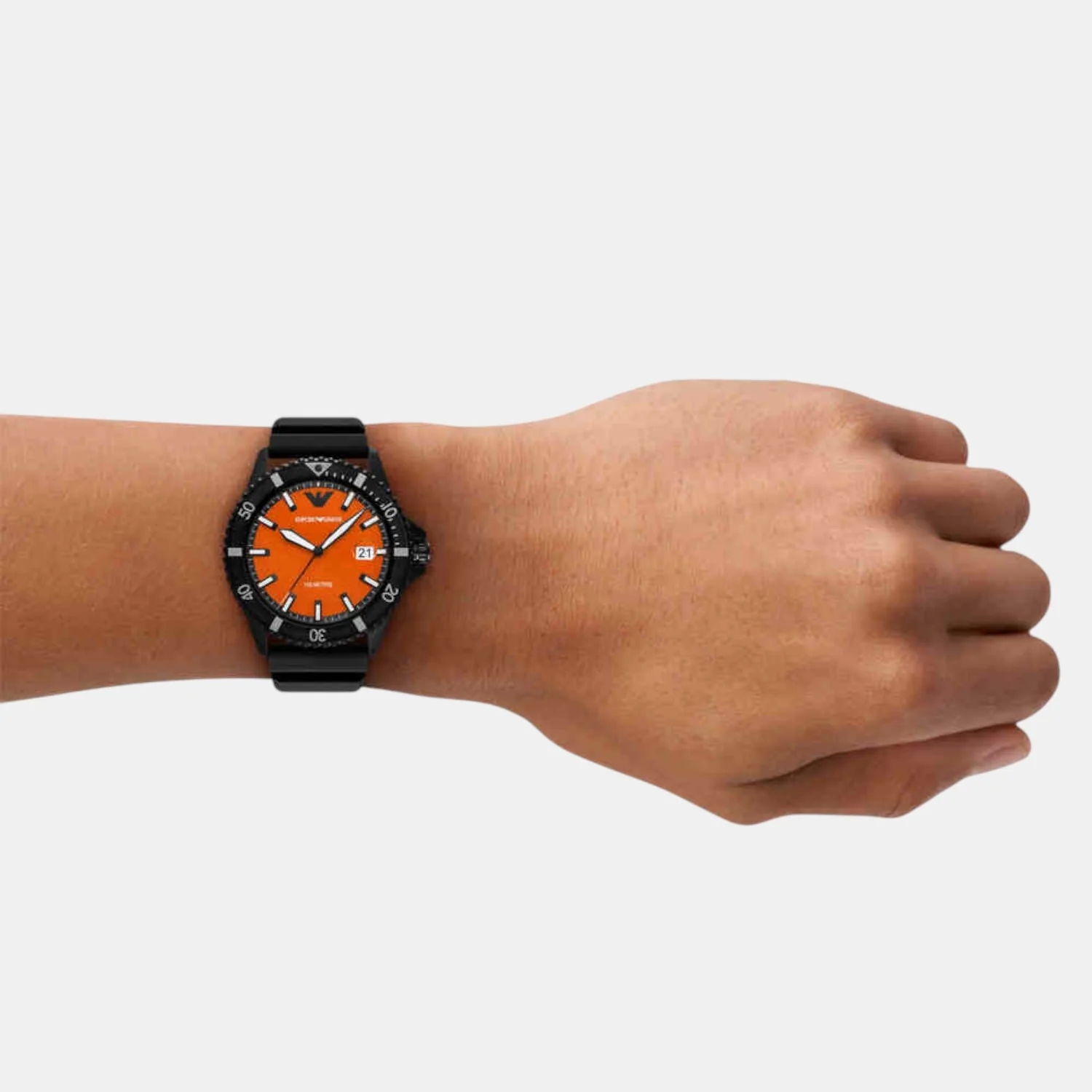 Men Quartz Orange Dial Analog Silicone Watch AR11684 - Image 4