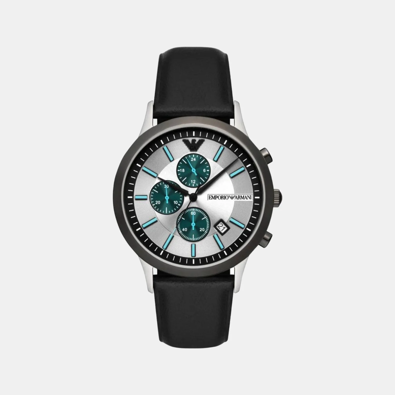Men Quartz Silver Dial Chronograph Leather Watch AR11473