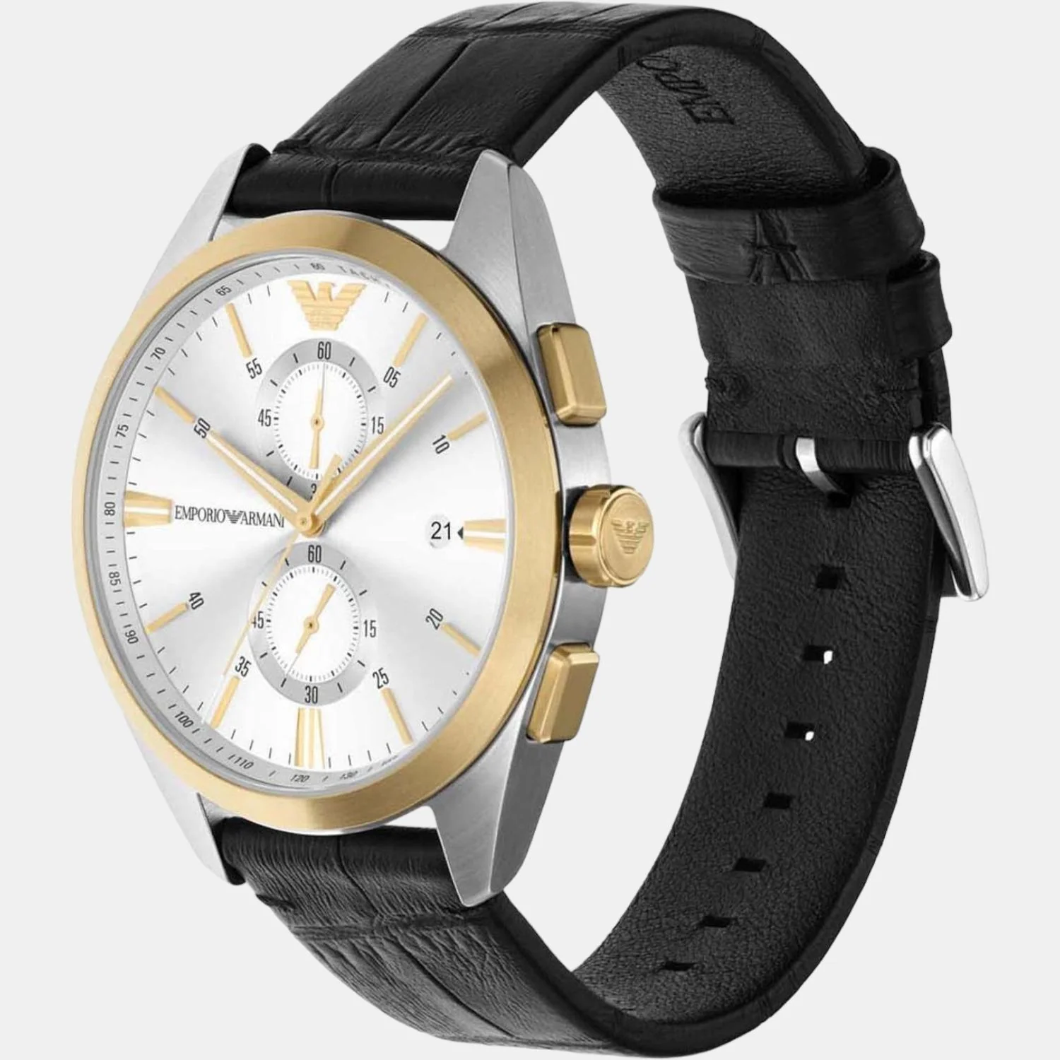 Men Quartz Silver Dial Chronograph Leather Watch AR11498 - Image 5