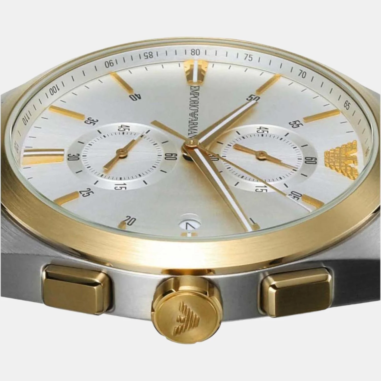 Men Quartz Silver Dial Chronograph Leather Watch AR11498 - Image 7