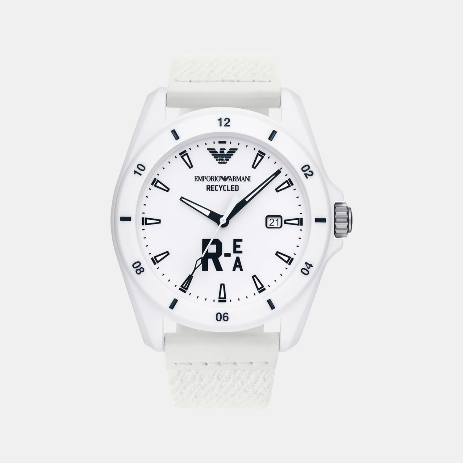 Men Quartz White Dial Analog Fabric Watch AR11394