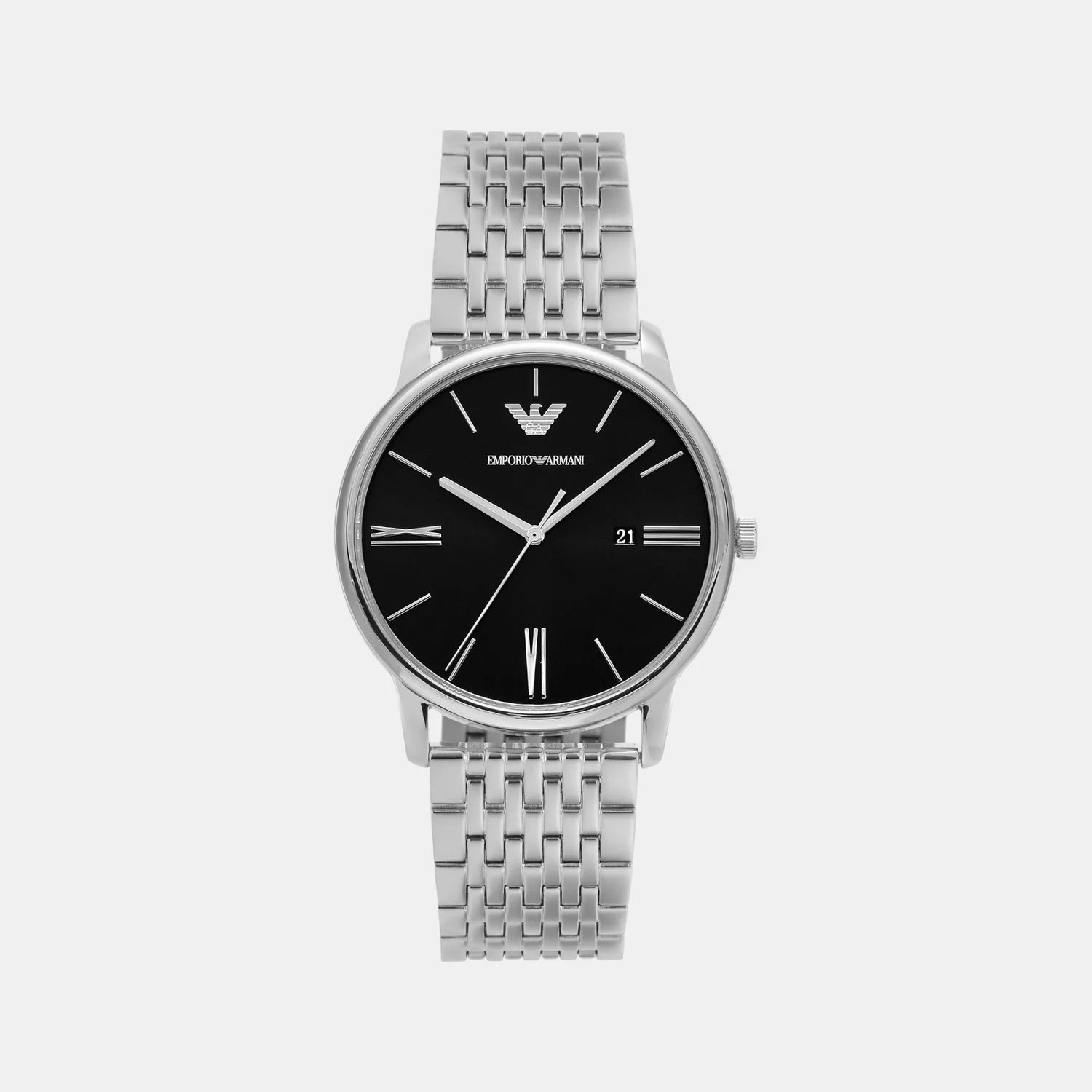 Minimalist Men Quartz Black Dial Analog Stainless Steel Watch AR11600