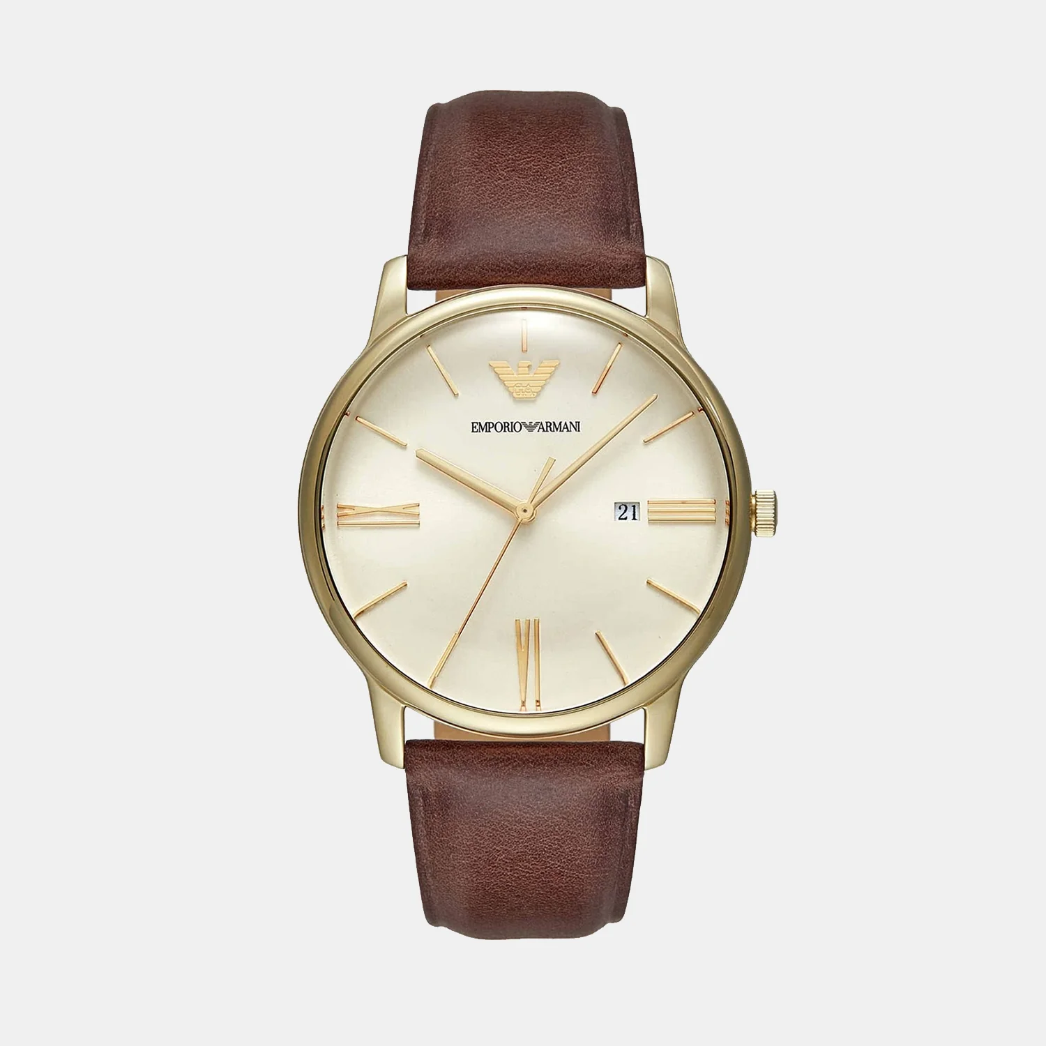 Minimalist Men Quartz Cream Dial Analog Leather Watch AR11610
