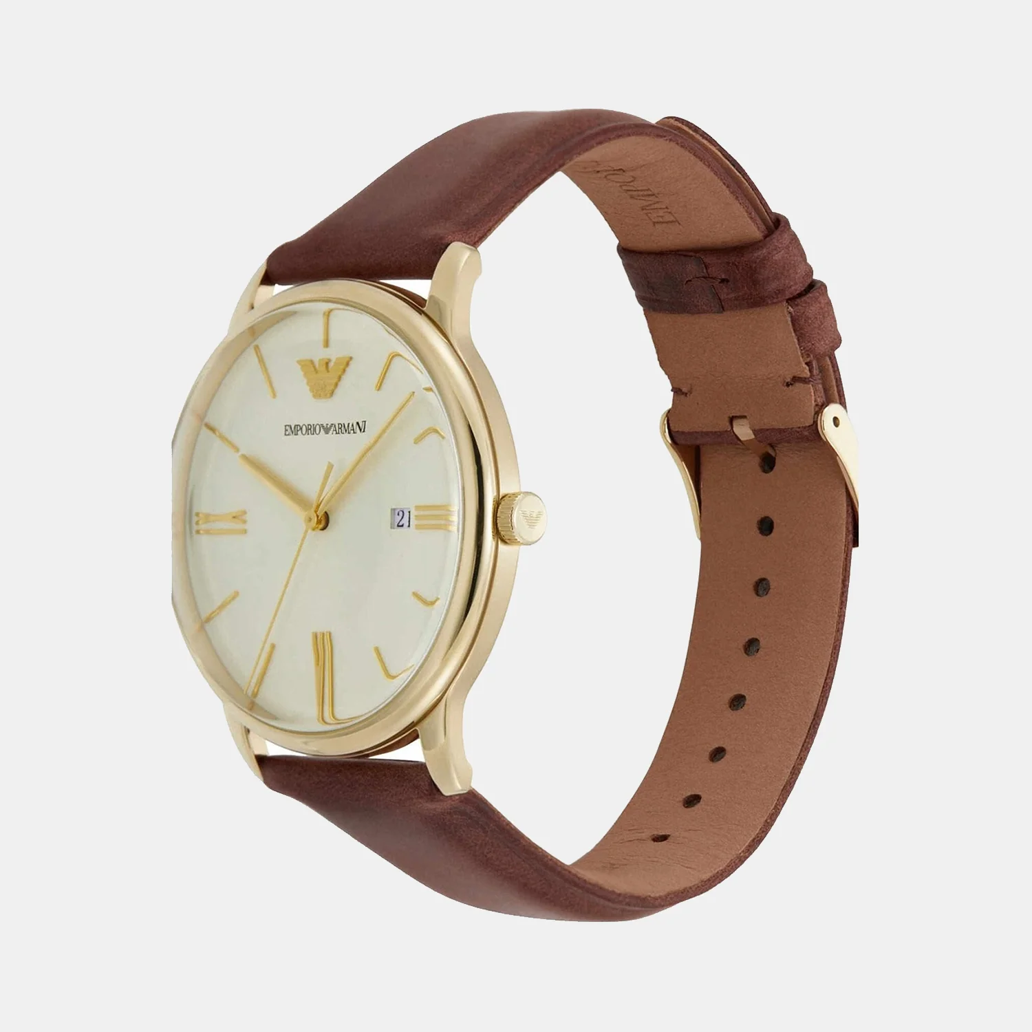 Minimalist Men Quartz Cream Dial Analog Leather Watch AR11610 - Image 2