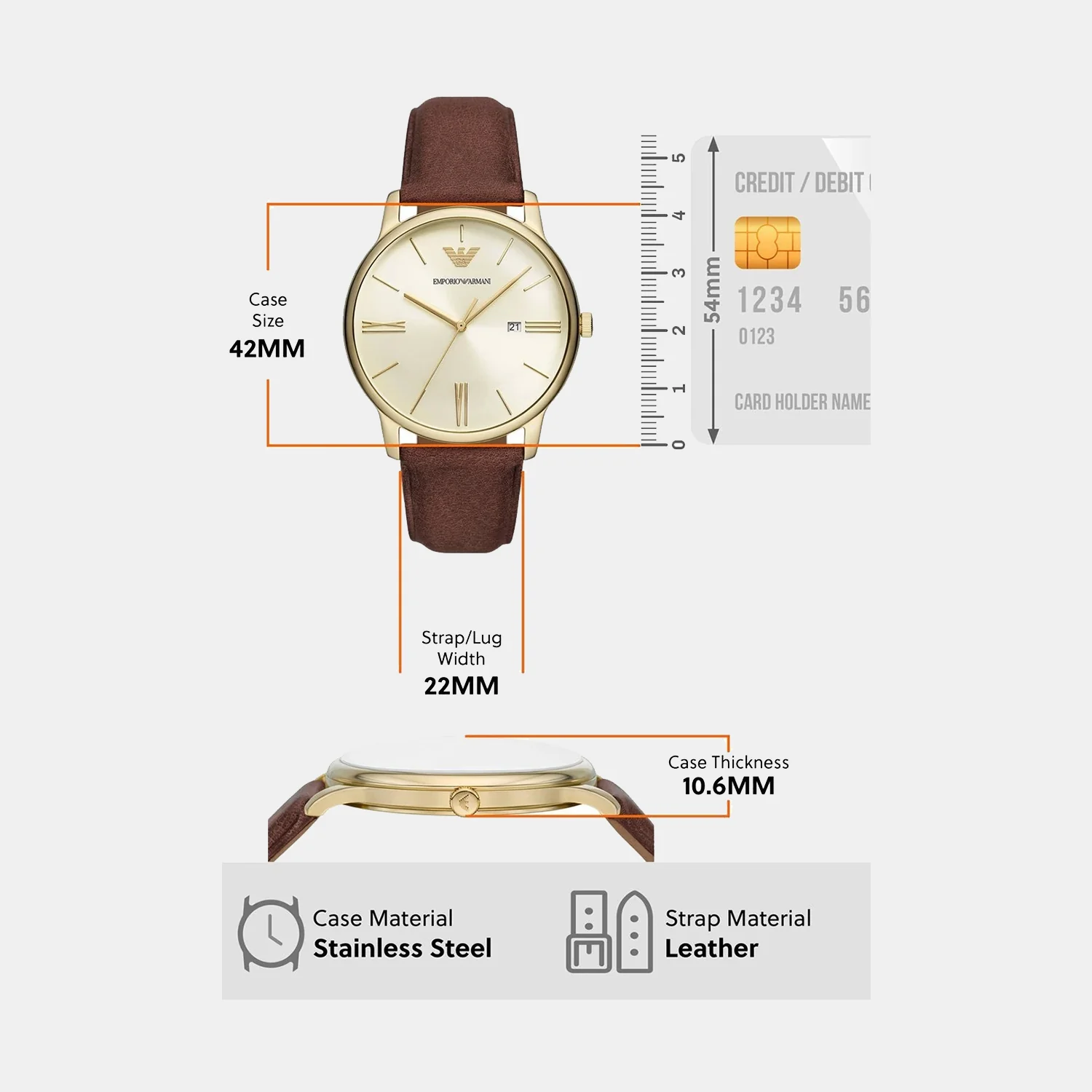 Minimalist Men Quartz Cream Dial Analog Leather Watch AR11610 - Image 4