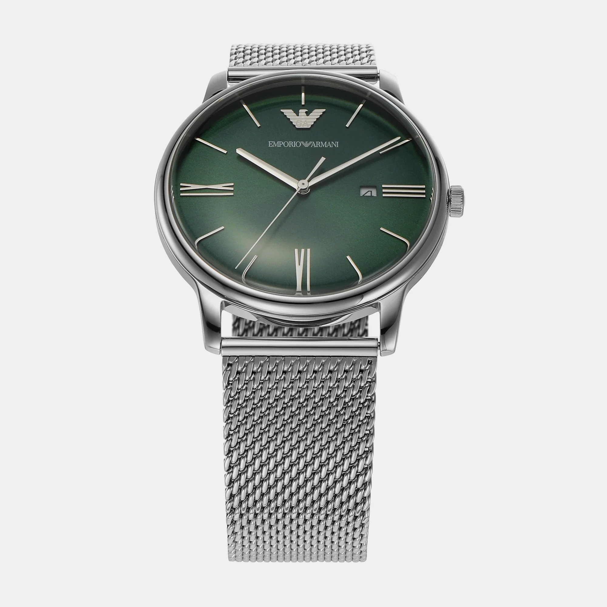 Minimalist Men Quartz Green Dial Analog Stainless Steel Watch AR11578 - Image 3