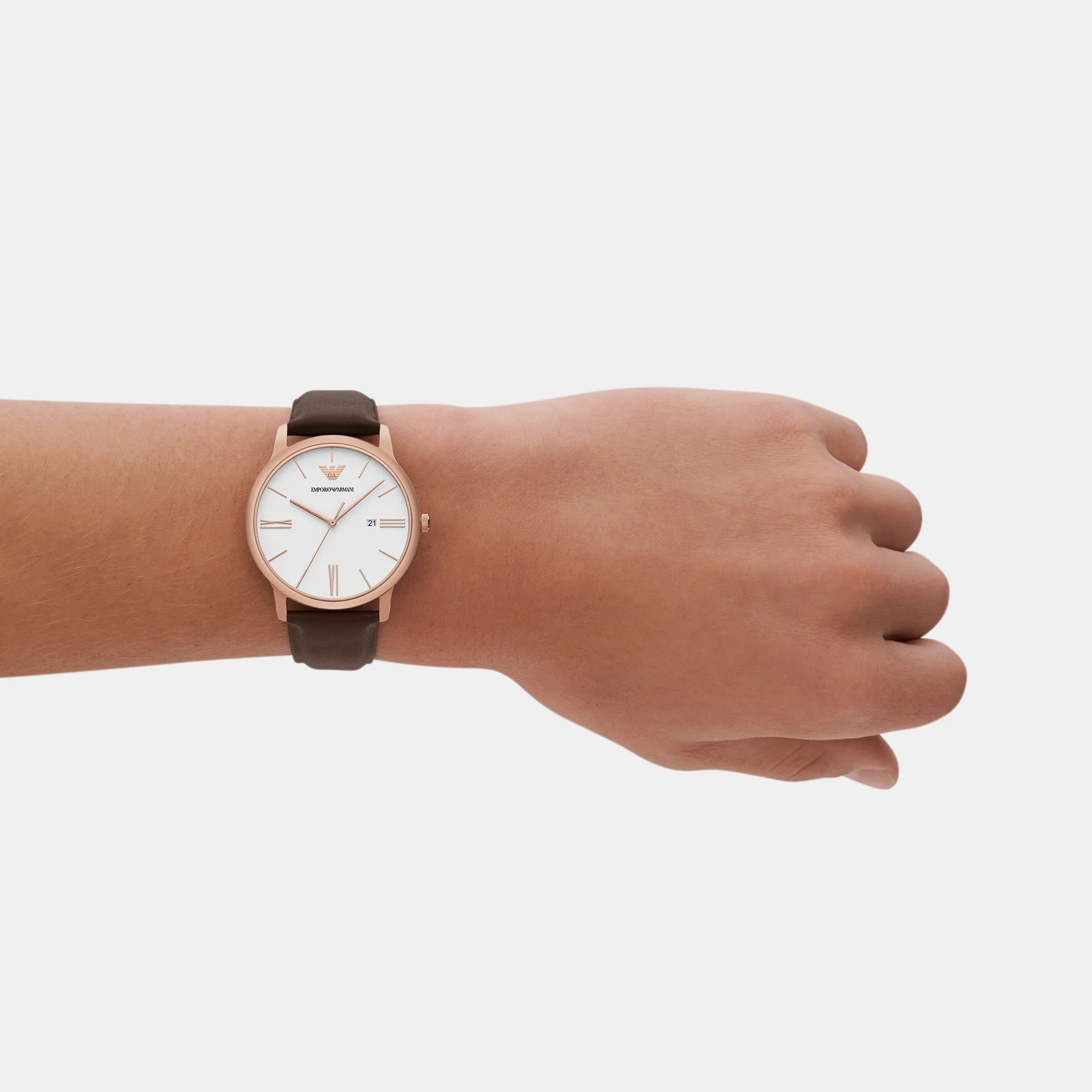Minimalist Men Quartz White Dial Analog Leather Watch AR11572 - Image 8