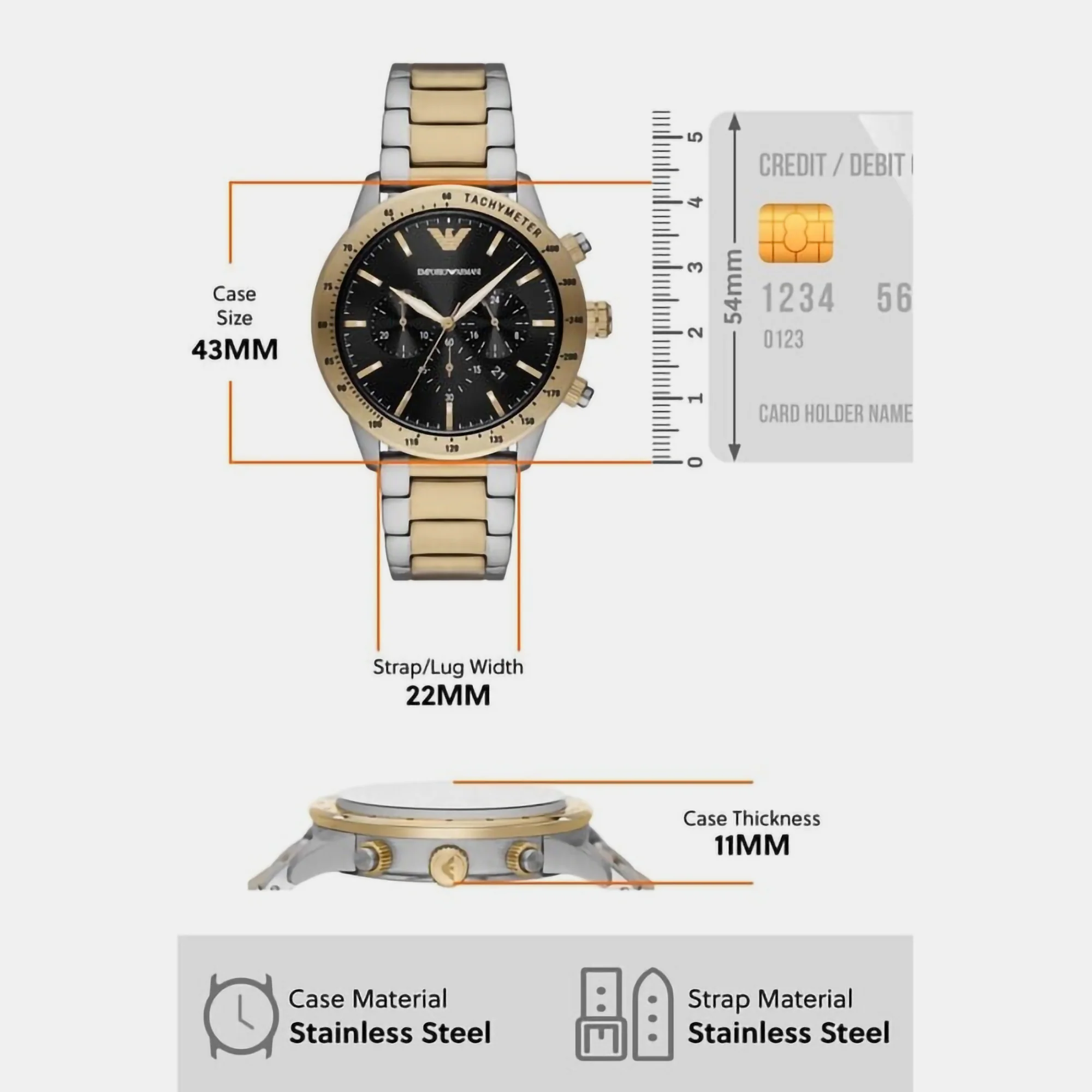 Na Men Quartz Black Dial Analog Stainless Steel Watch AR11521 - Image 3