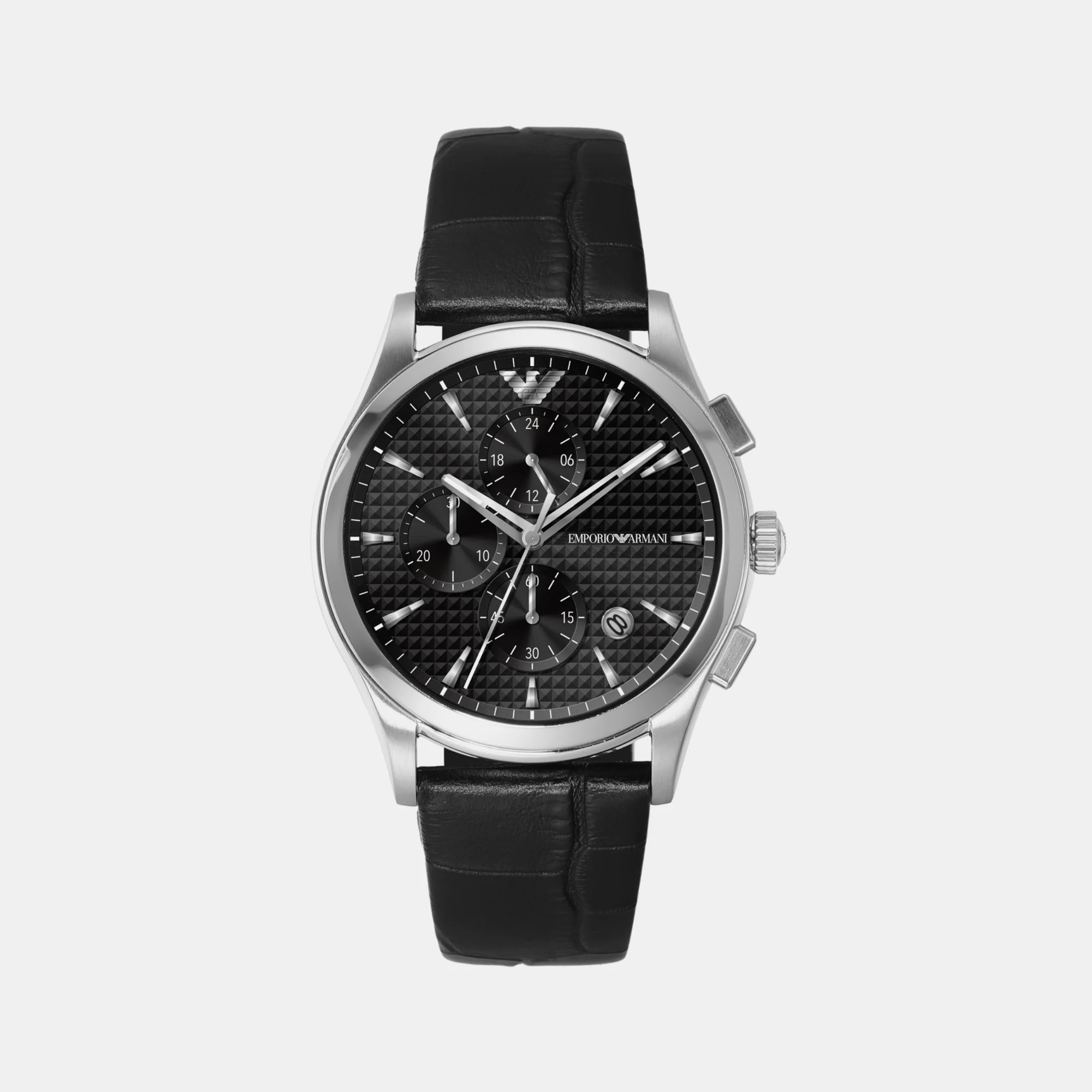 Paolo Men Quartz Black Dial Chronograph Leather Watch AR11530 - Image 2