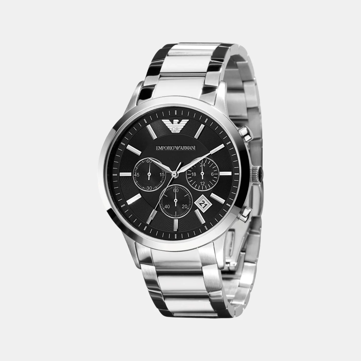 Renato Men Quartz Black Dial Chronograph Stainless Steel Watch AR2434