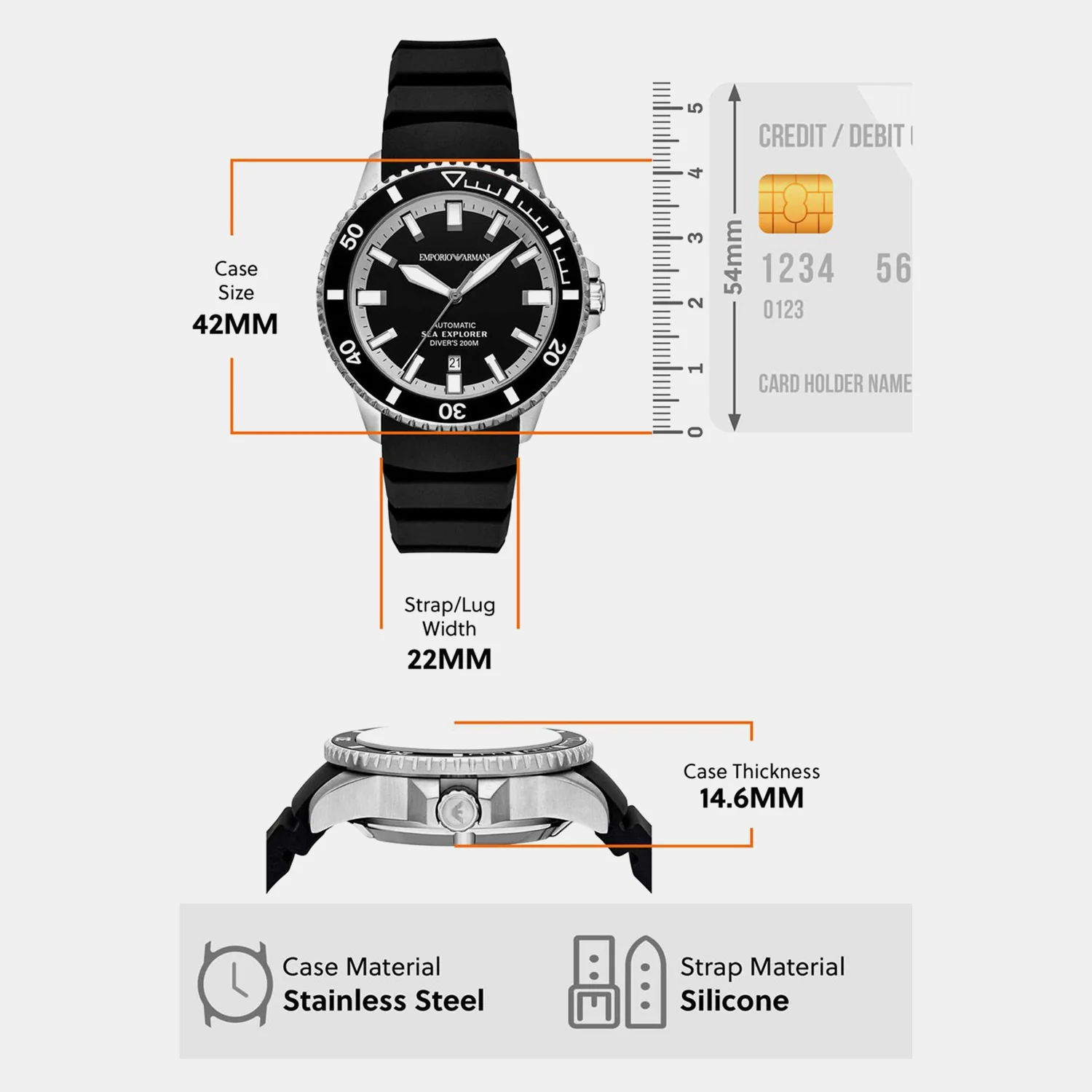 Sea Explorer Men Automatic Black Dial Analog Silicone Watch AR60086 - Image 5