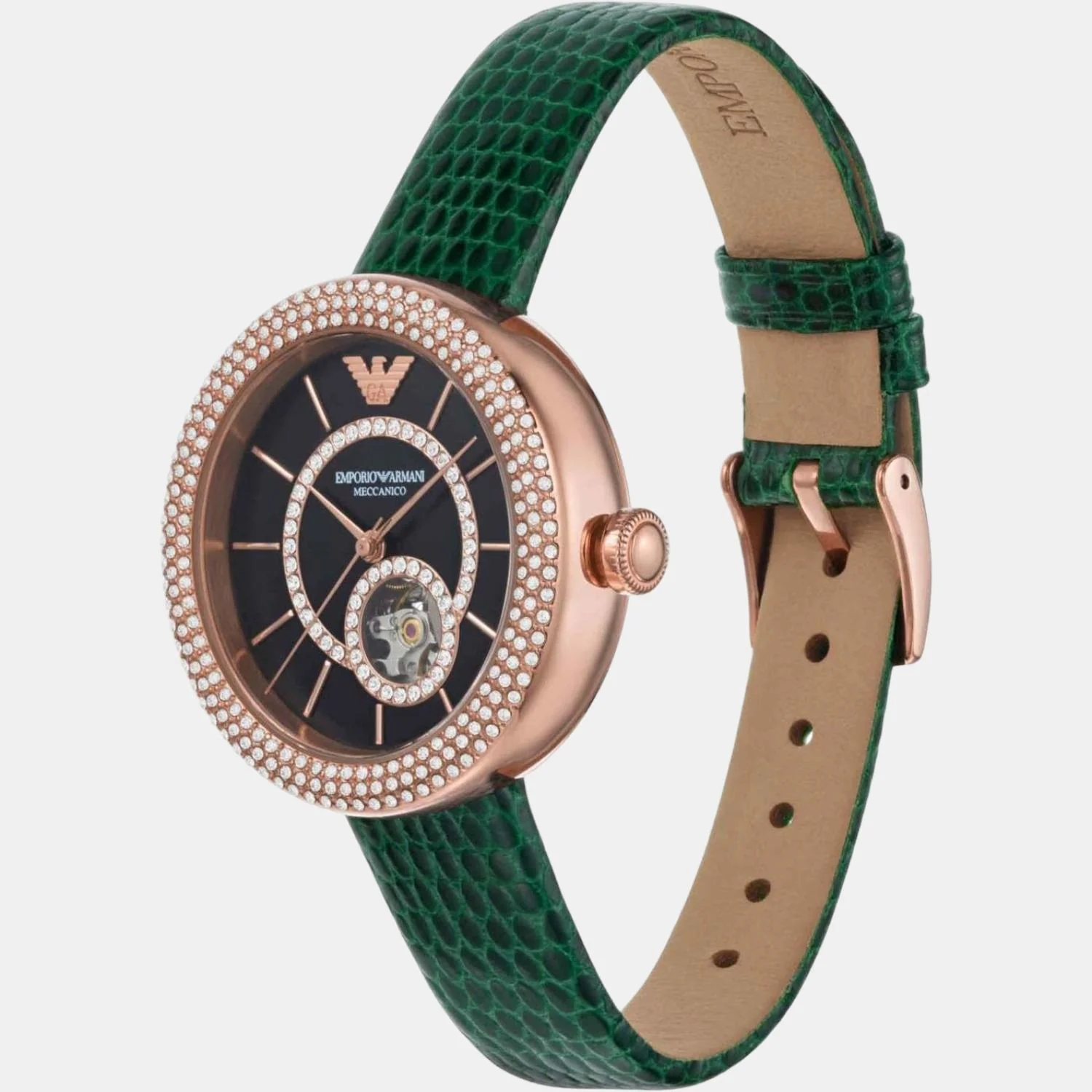 Women Automatic Black Dial Analog Leather Watch AR60069 - Image 5