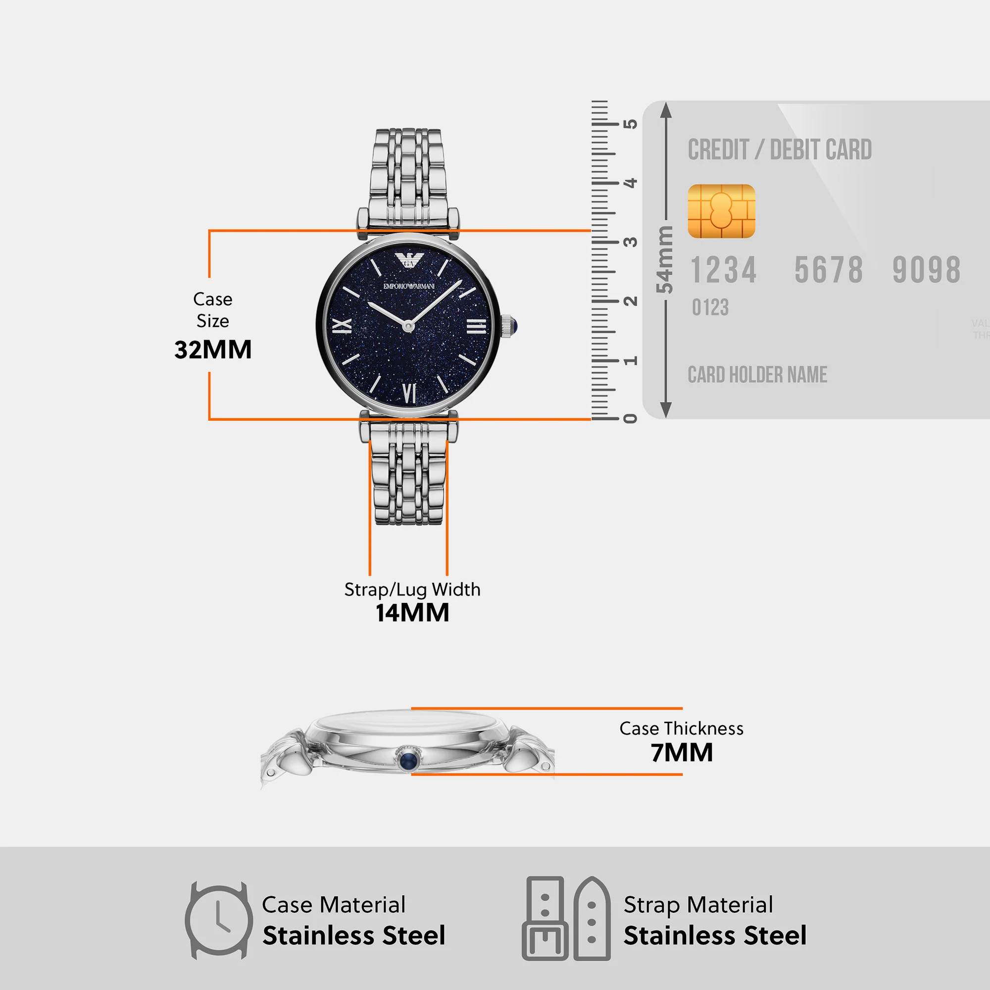 Women Quartz Blue Dial Analog Stainless Steel Watch AR11091 - Image 7