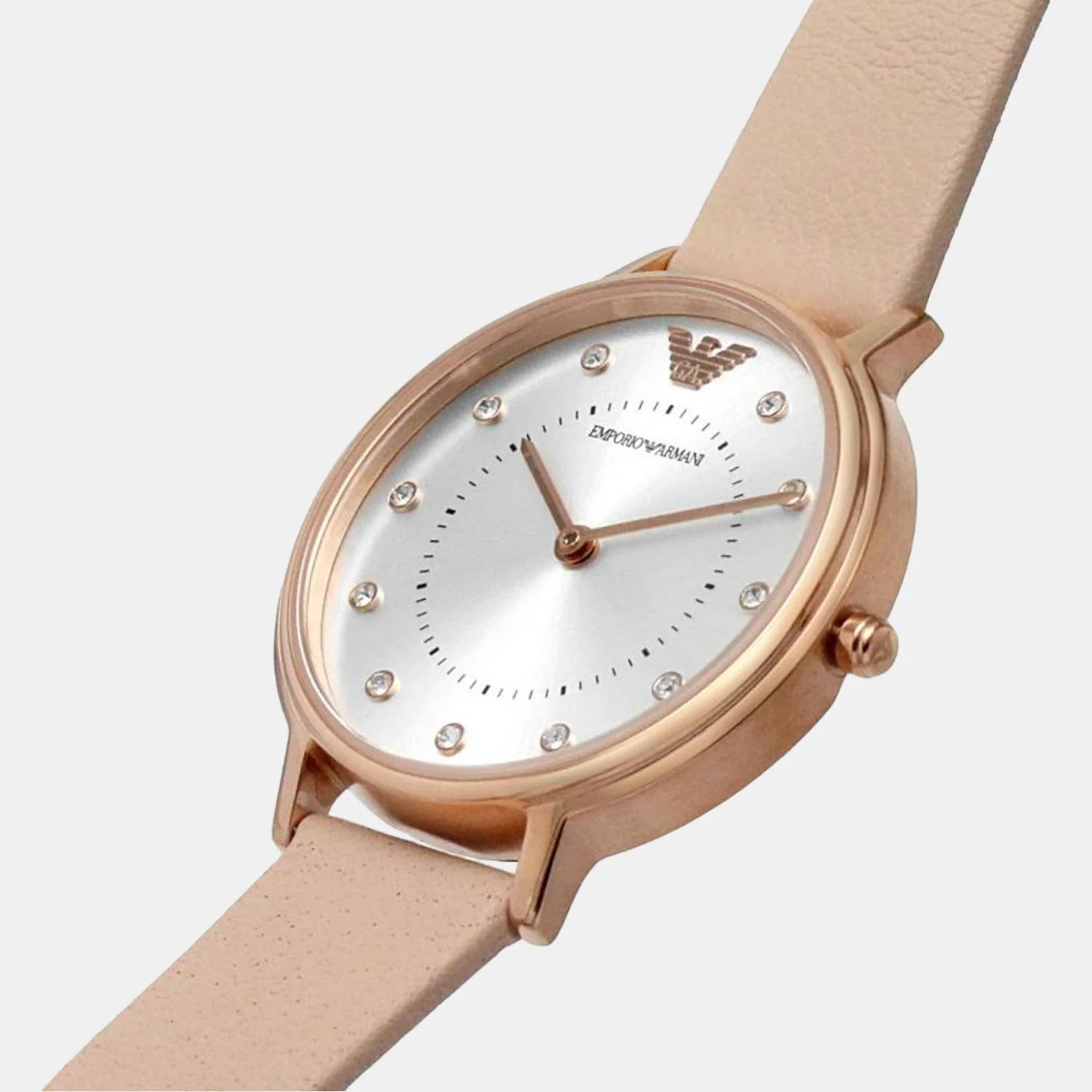 Women Quartz Silver Dial Analog Leather Watch AR80058 - Image 8
