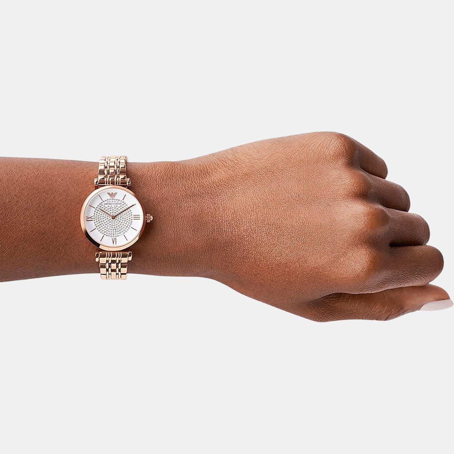 Women Quartz White Dial Analog Stainless Steel Watch AR11244I - Image 4