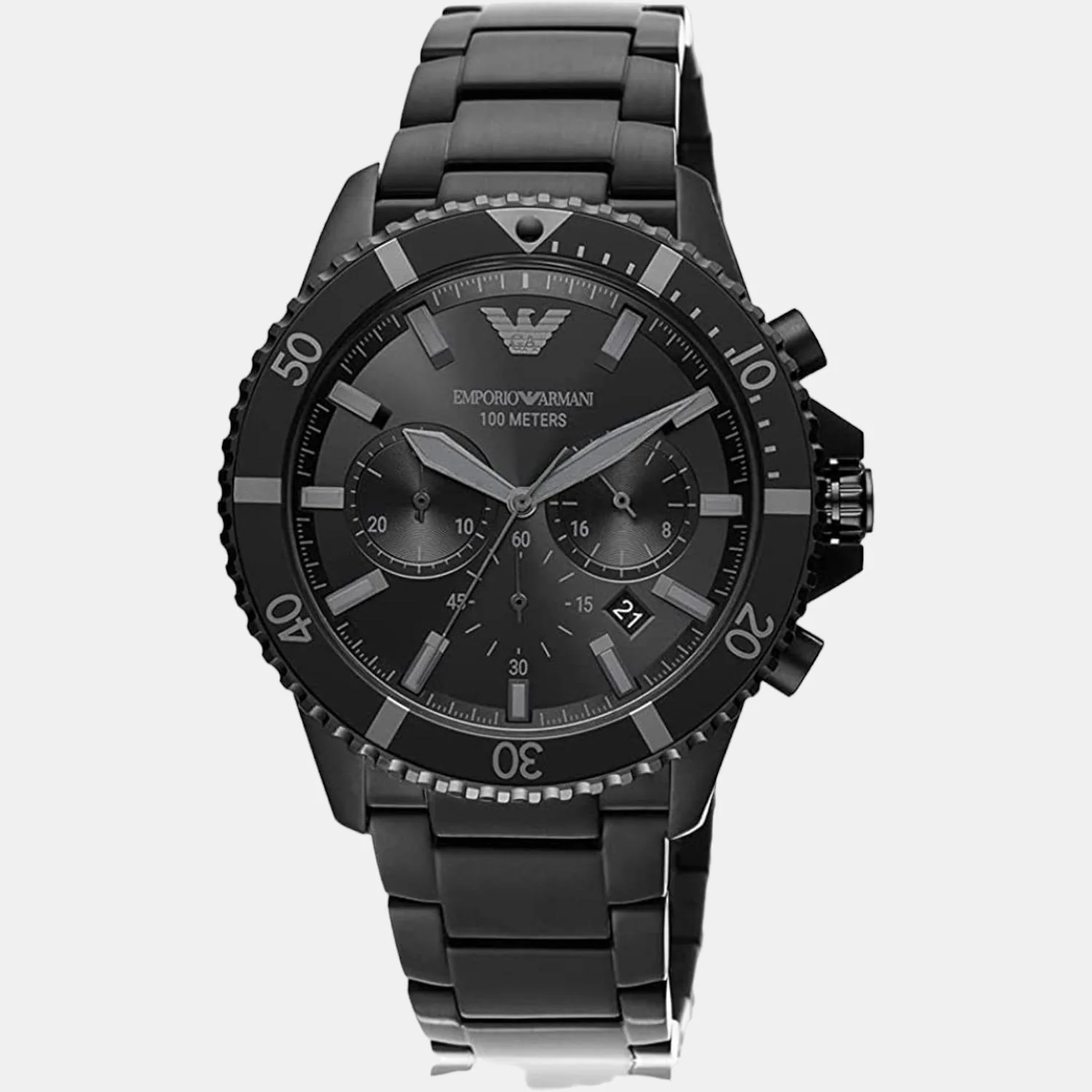 World Explorer Men Quartz Black Dial Chronograph Stainless Steel Watch AR11363 - Image 2