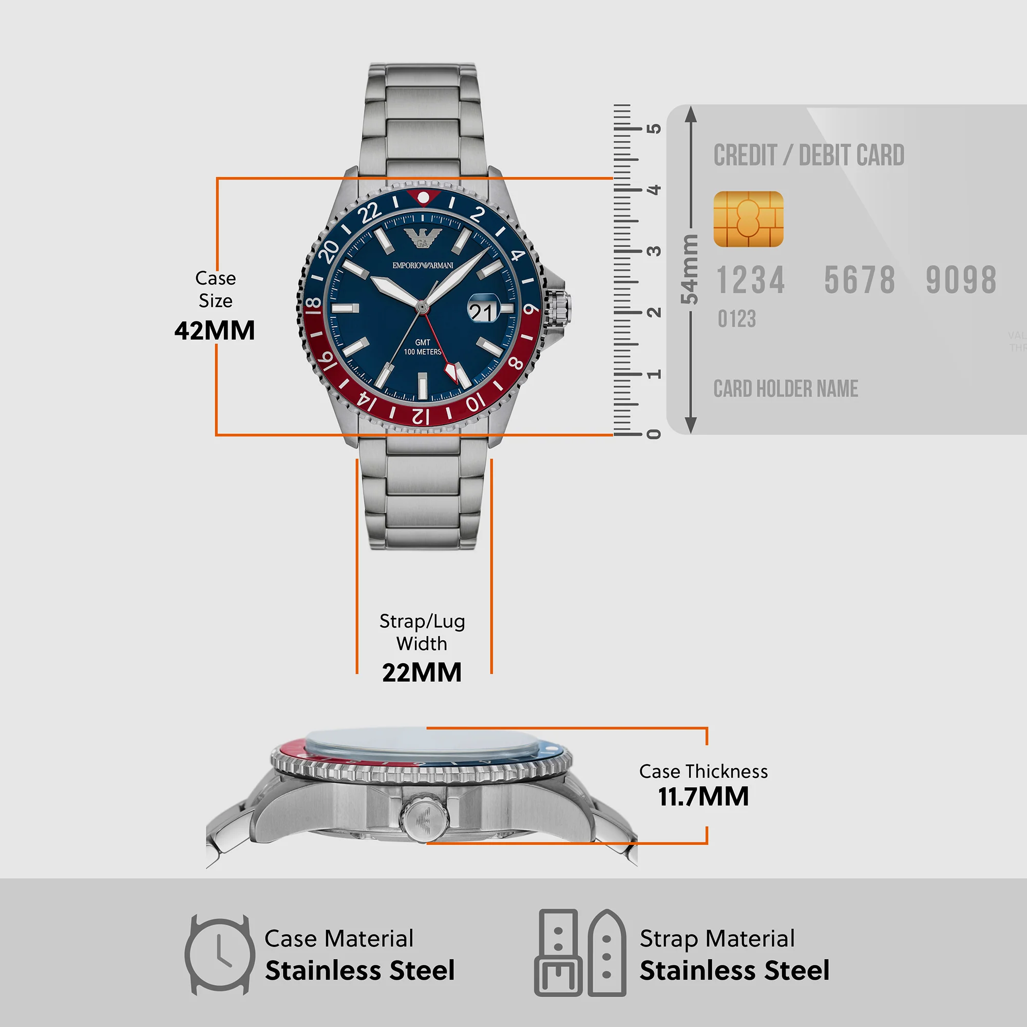 world explorer Men Quartz Blue Dial Analog Stainless Steel Watch AR11590 - Image 5