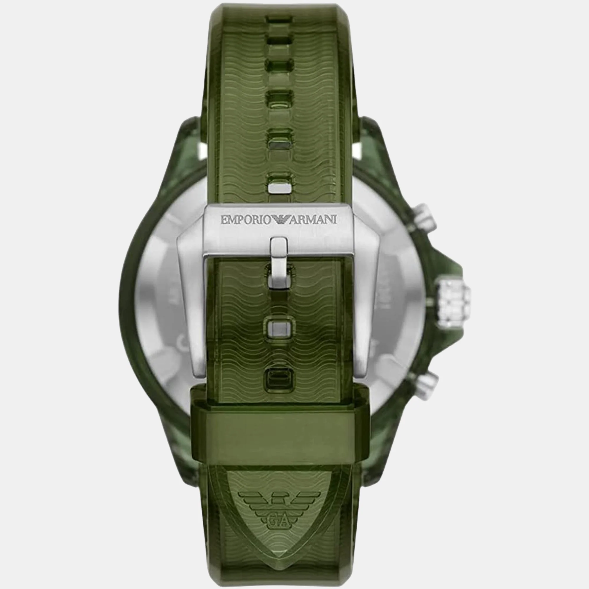 World Explorer Men Quartz Green Dial Chronograph Silicone Watch AR11534 - Image 3
