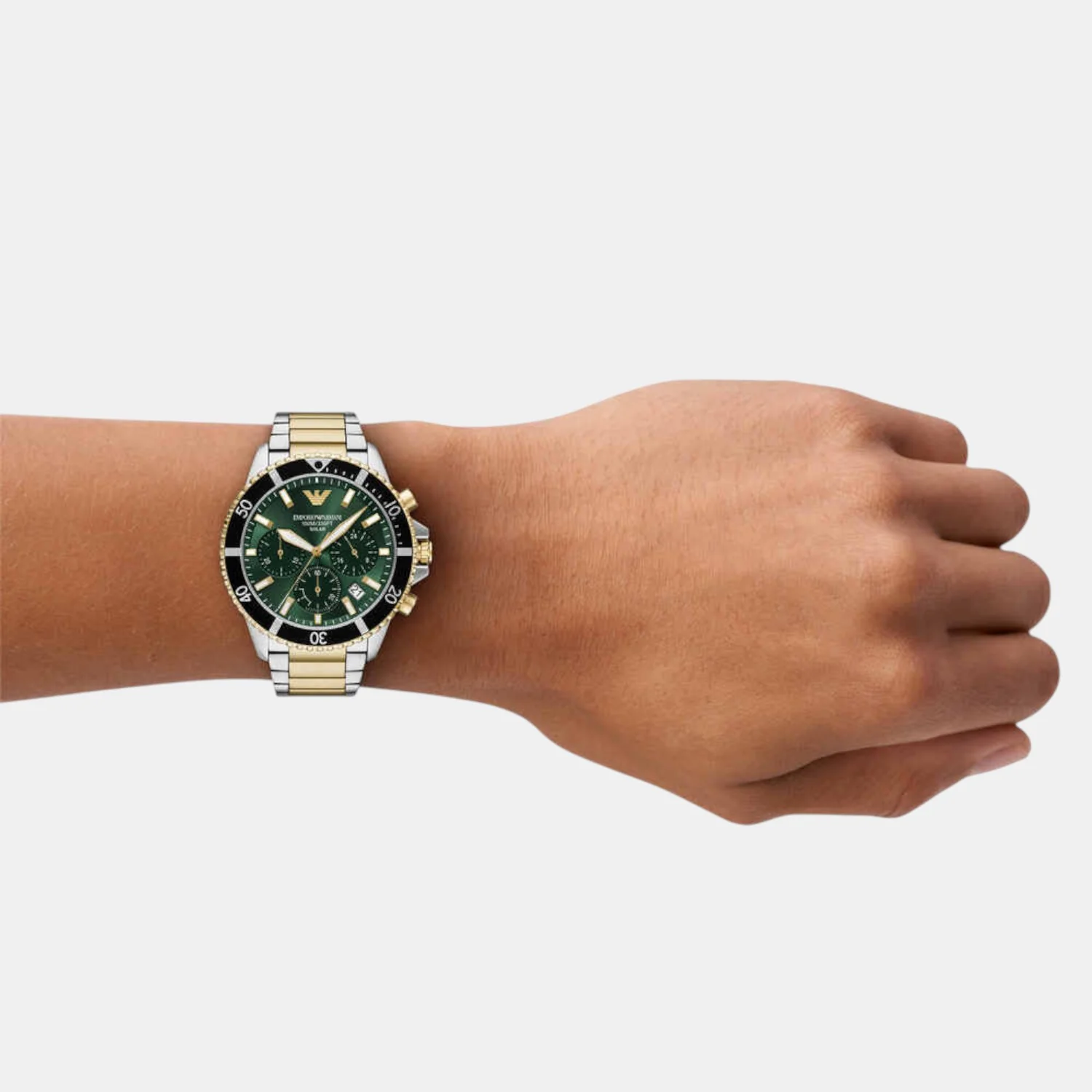 World Explorer Men Solar Green Dial Chronograph Stainless Steel Watch AR11695 - Image 5