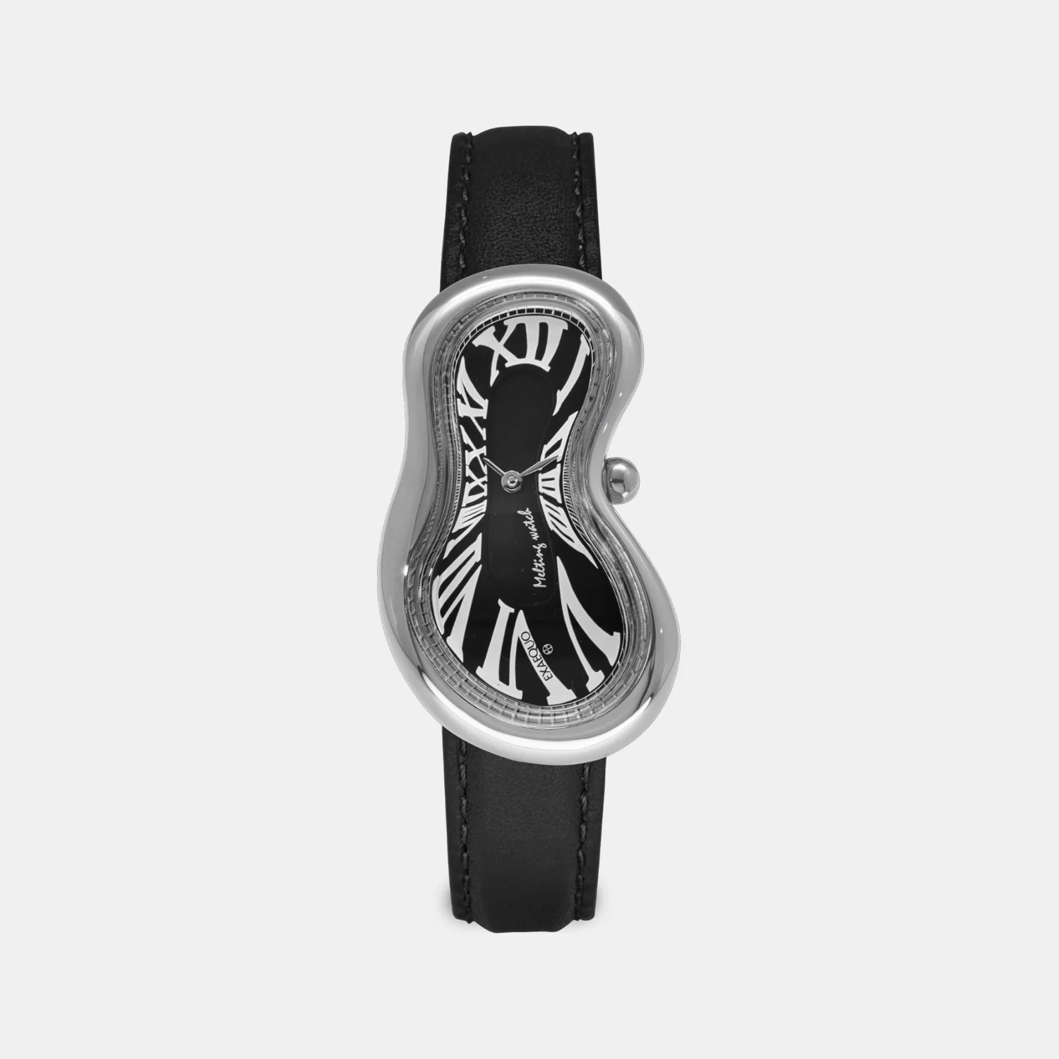 Classic Unisex Quartz Black Dial Analog Leather Watch EX0001.0001 - Image 2