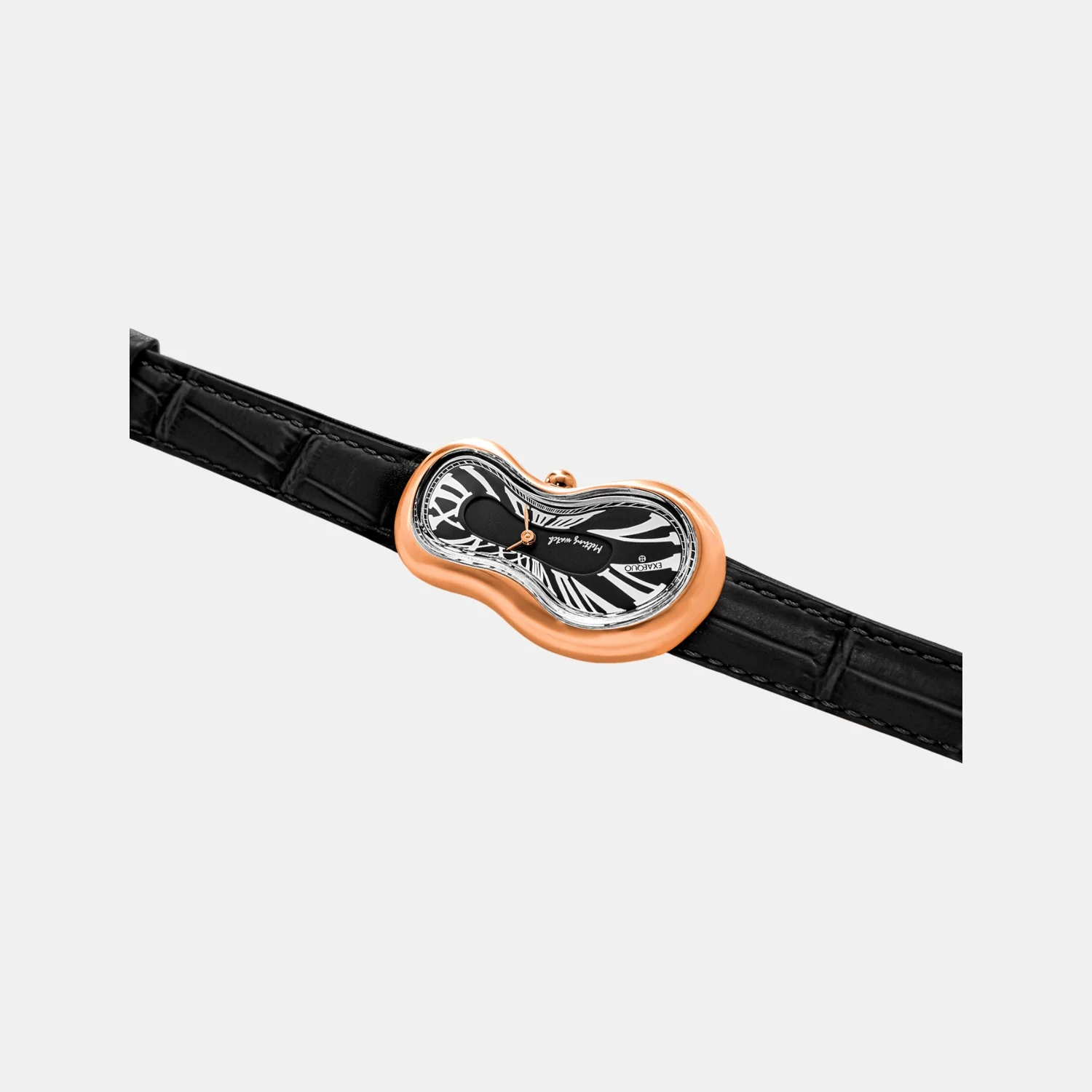 Classic Unisex Quartz Black Dial Analog Leather Watch EX0003.0001 - Image 4