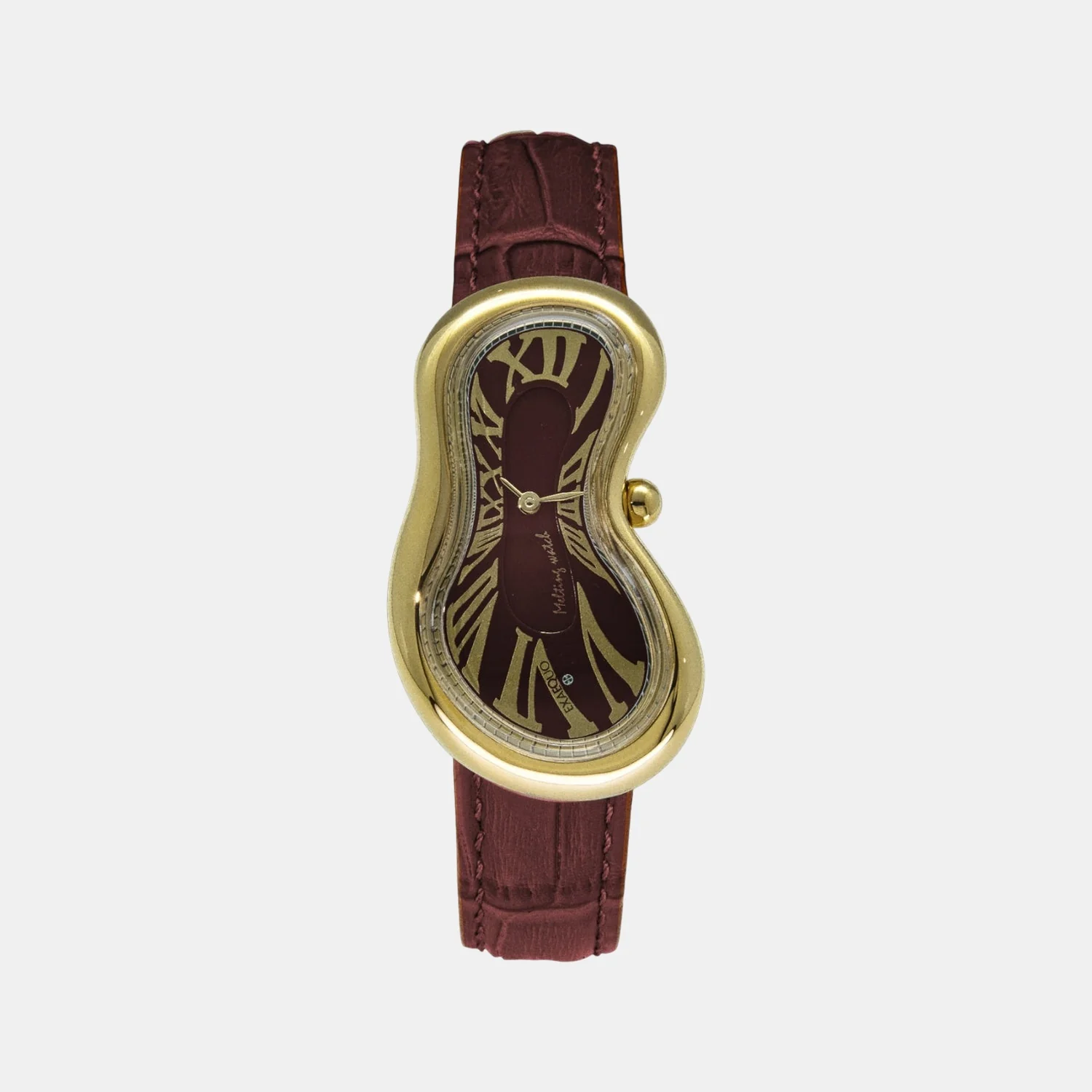 Classic Unisex Quartz Burgundy Dial Analog Leather Watch EX0002.0006