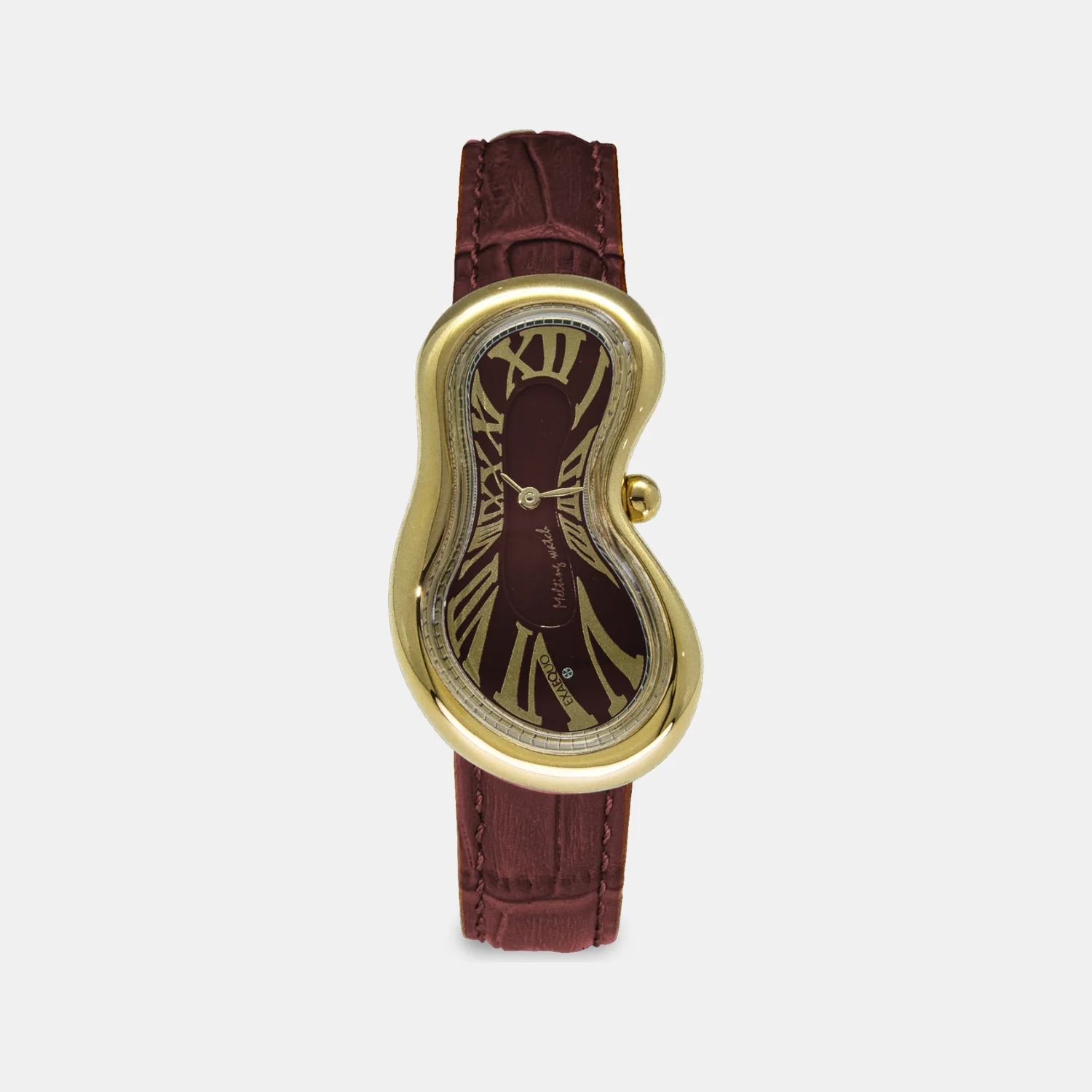 Classic Unisex Quartz Burgundy Dial Analog Leather Watch EX0002.0006 - Image 2