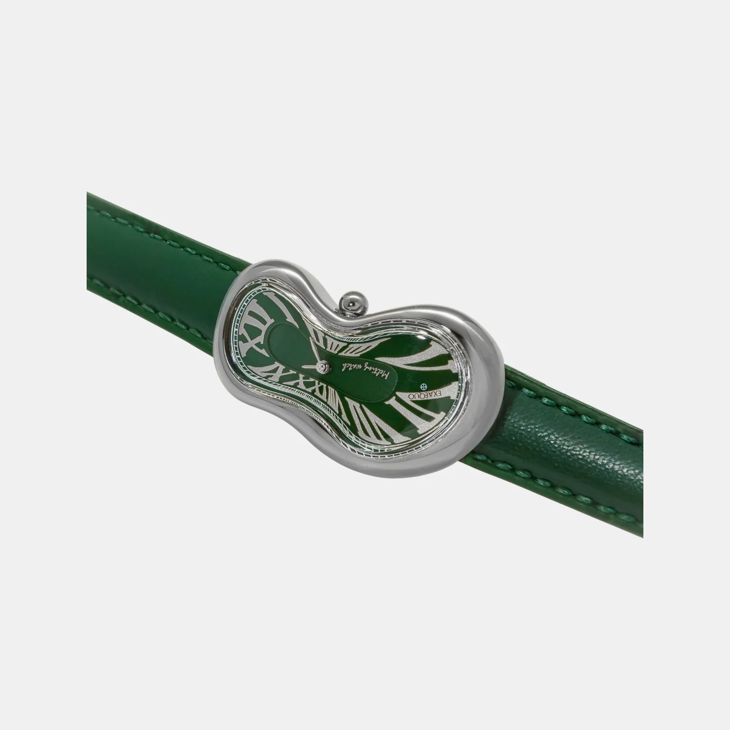 Classic Unisex Quartz Green Dial Analog Leather Watch EX0001.0005 - Image 3