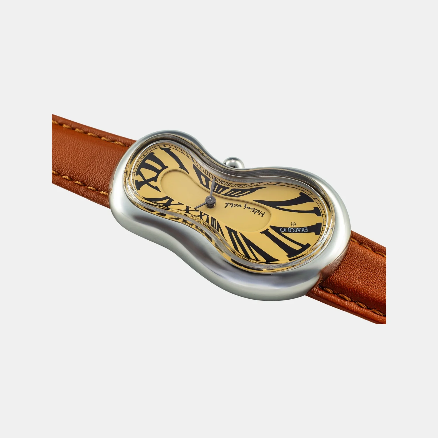 Classic Unisex Quartz Yellow Dial Analog Leather Watch EX0001.0003 - Image 3