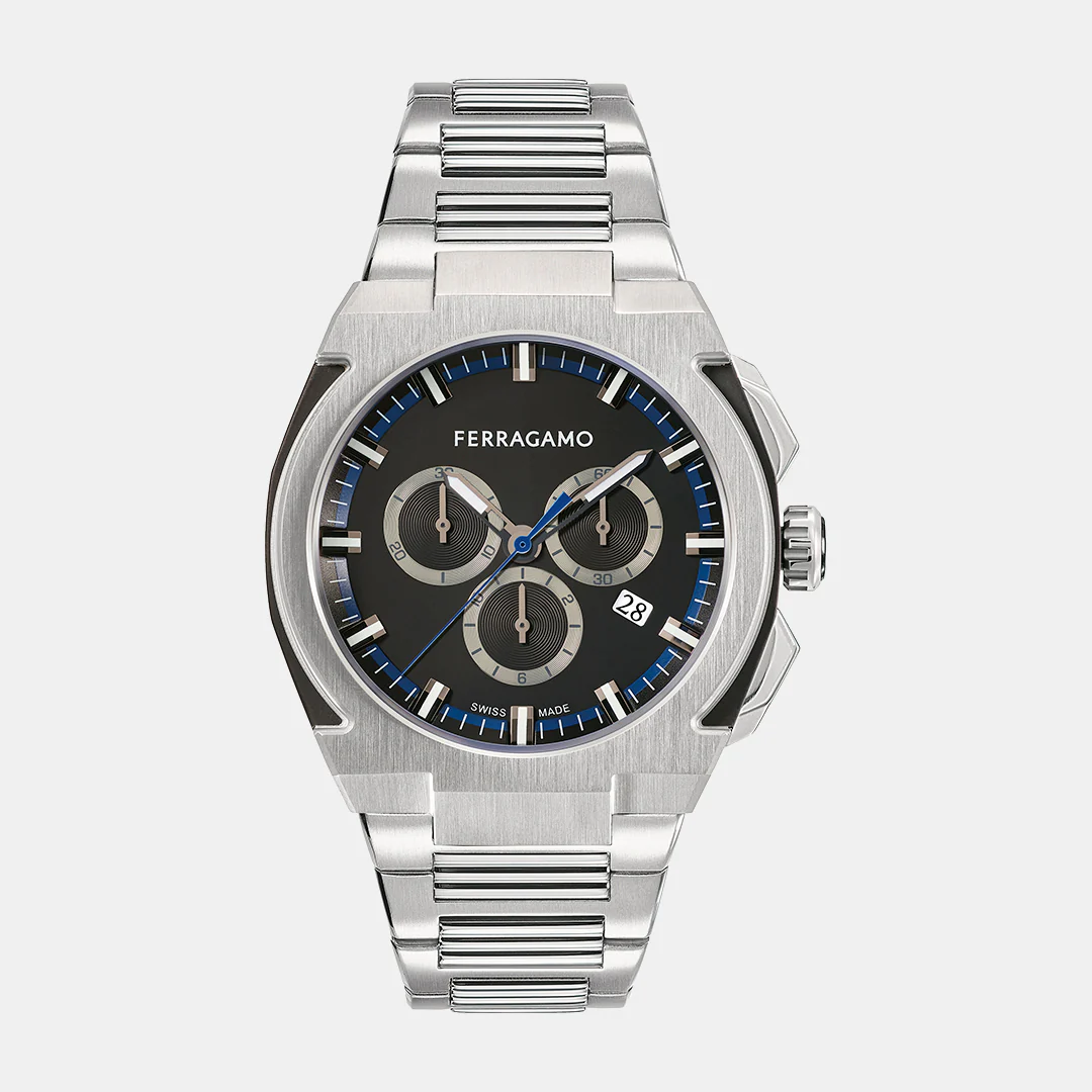 K2-Supreme Chrono 43Mm-Fw Men Quartz Black Dial Chronograph Stainless Steel Watch SFK200223
