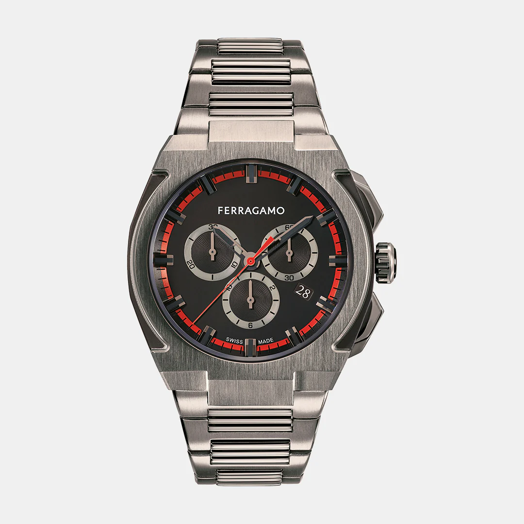 K2-Supreme Chrono 43Mm-Fw Men Quartz Black Dial Chronograph Stainless Steel Watch SFK200423
