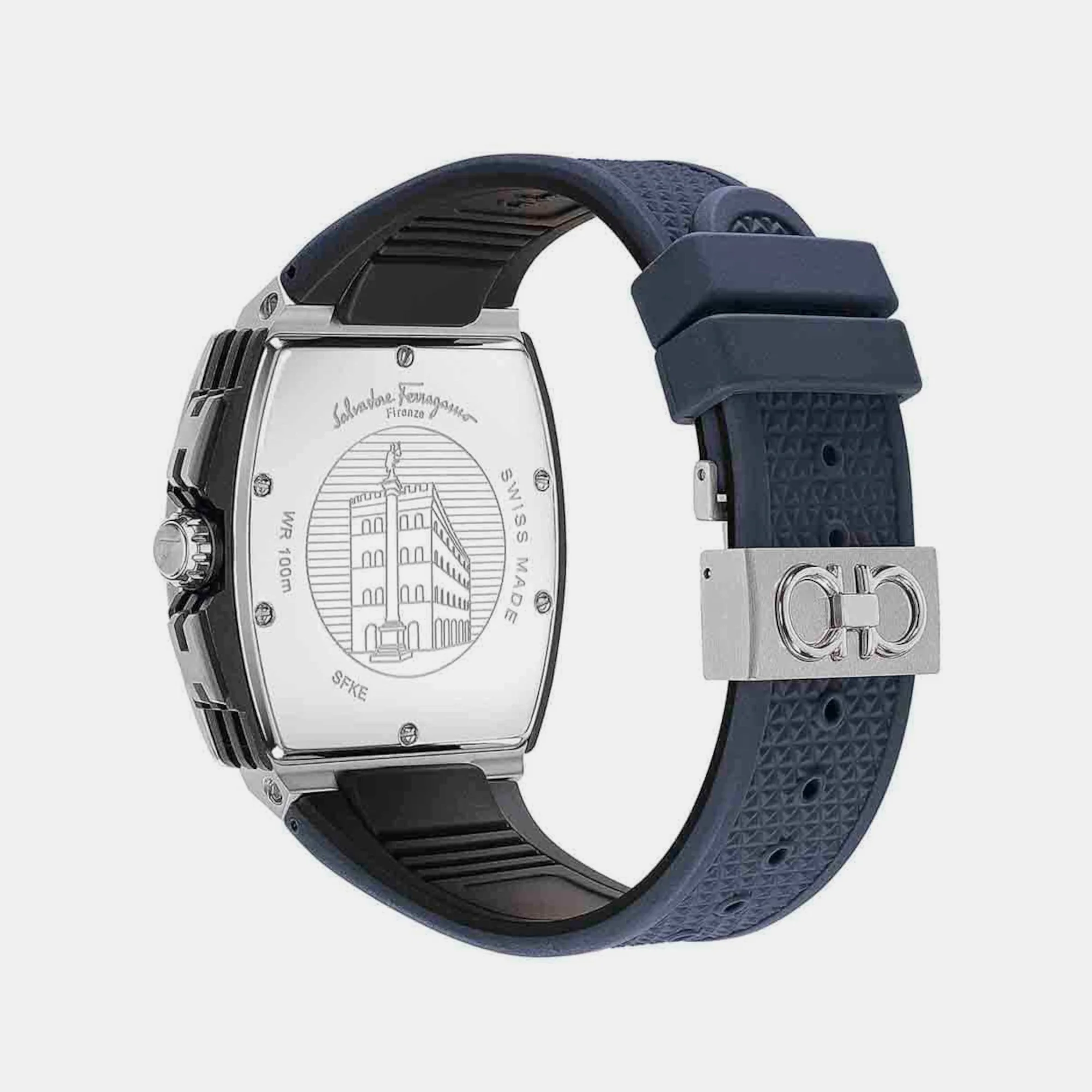 Ke-F-80 Tonneau Men Quartz Grey Dial Chronograph Rubber Watch SFKE00123 - Image 3