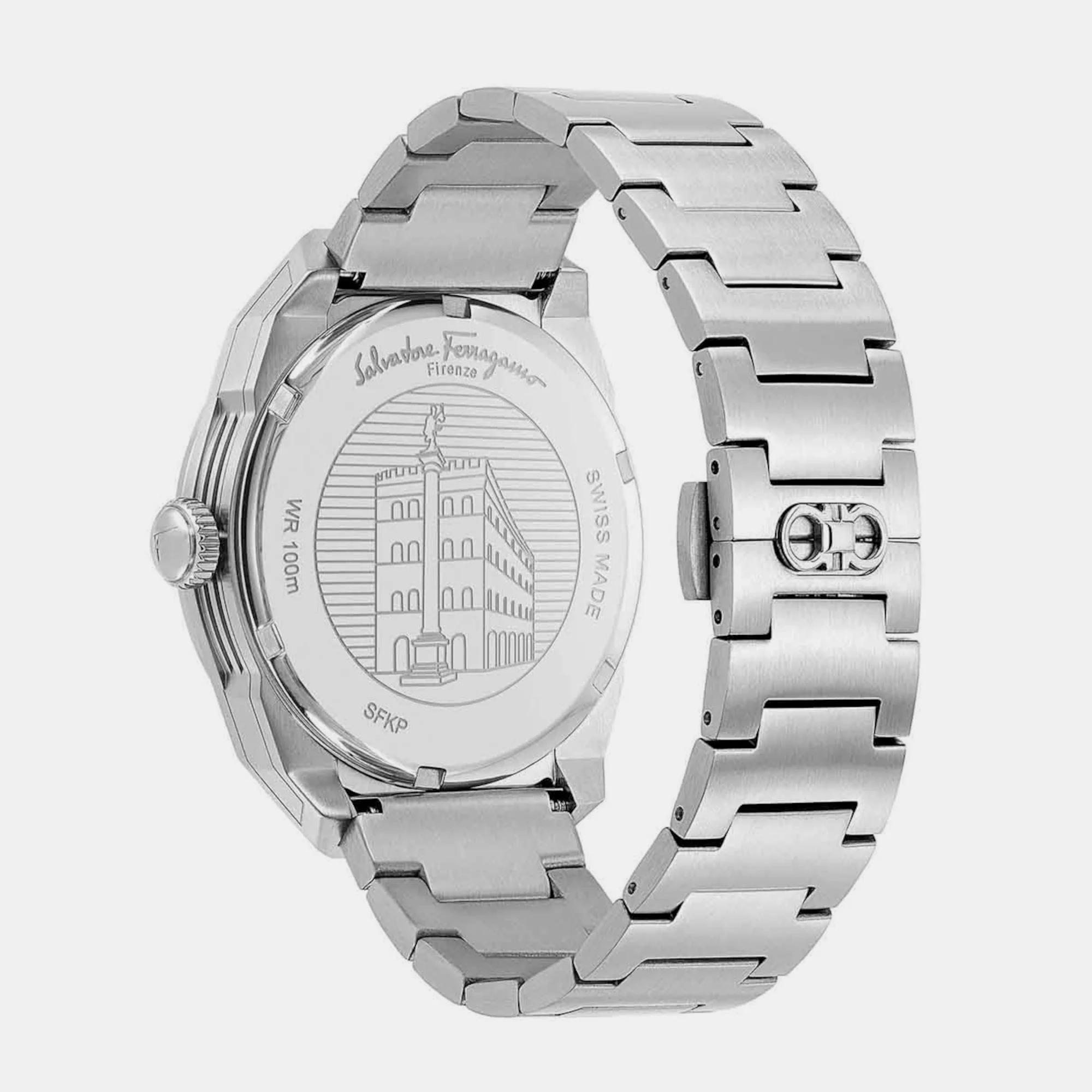 Kp-Ferragamo Slx Gmt Men Quartz Green Dial Analog Stainless Steel Watch SFKP00523 - Image 3