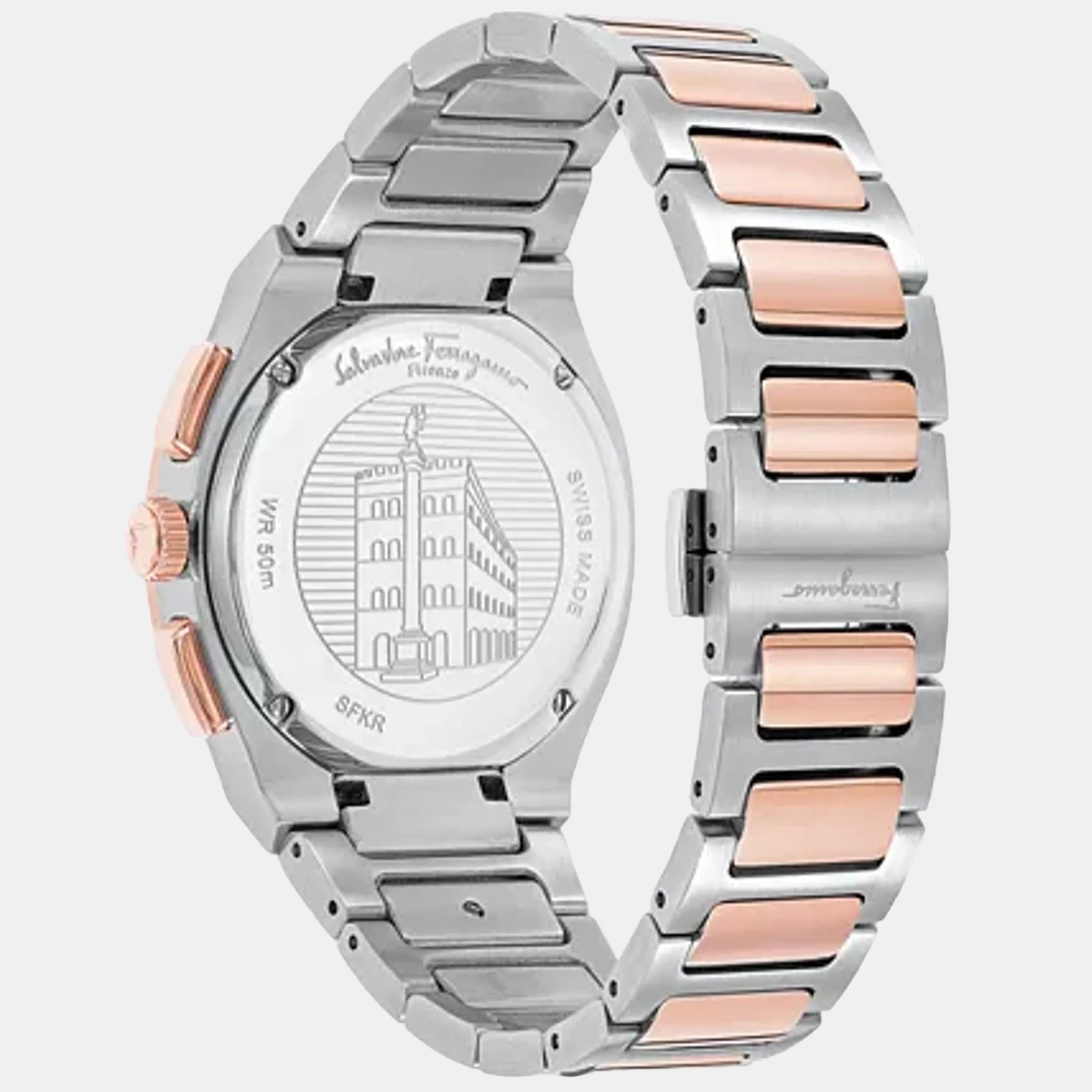 Kr-Ferragamo Elliptical 3 Men Quartz Silver Dial Chronograph Stainless Steel Watch SFKR00323 - Image 3