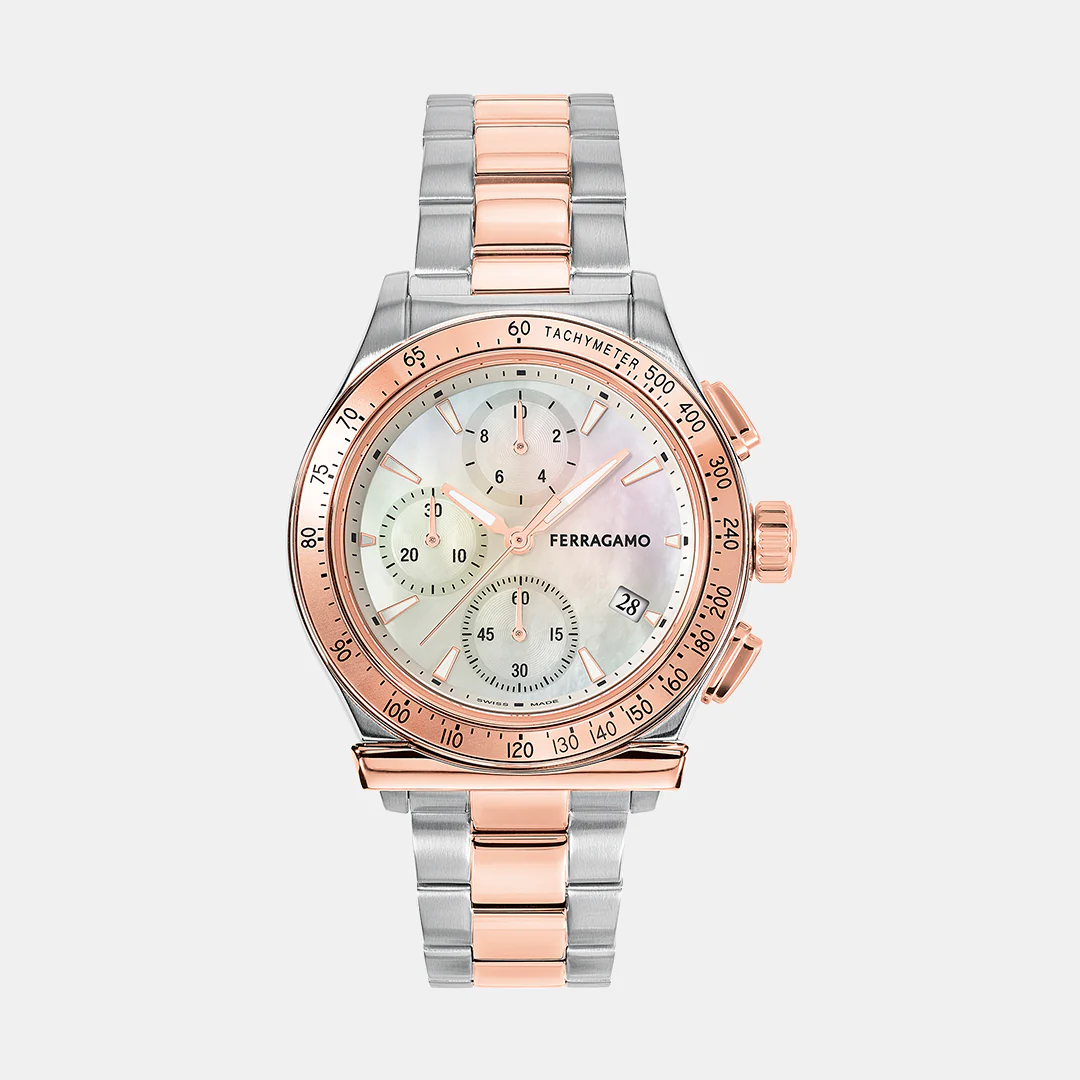 Kw-1927 Chrono Lady 38Mm- Unisex Quartz White Dial Chronograph Stainless Steel Watch SFKW00423