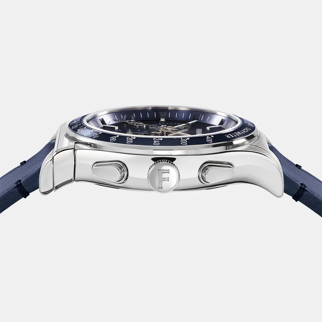 Kz-1927 Chrono 42Mm-Fw Men Quartz Blue Dial Chronograph Leather Watch SFKZ00223 - Image 2