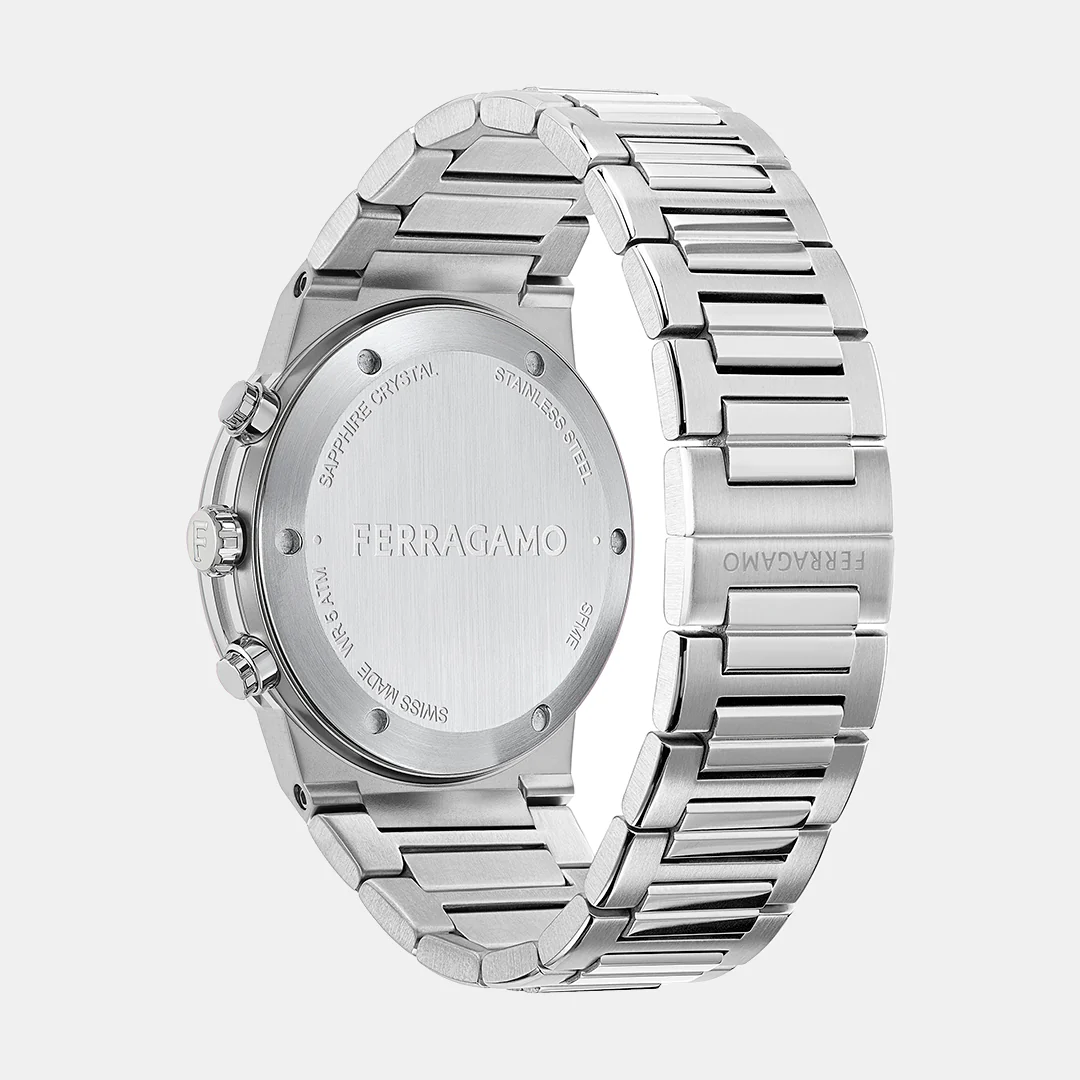 Me-Ferragamo Sapphire Chr Men Quartz Blue Dial Chronograph Stainless Steel Watch SFME01123 - Image 3