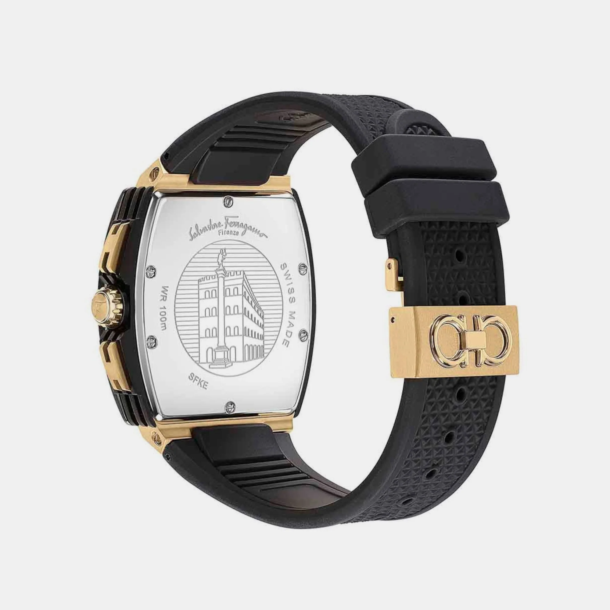 Men Quartz Black Dial Chronograph Rubber Watch SFKE00223 - Image 2