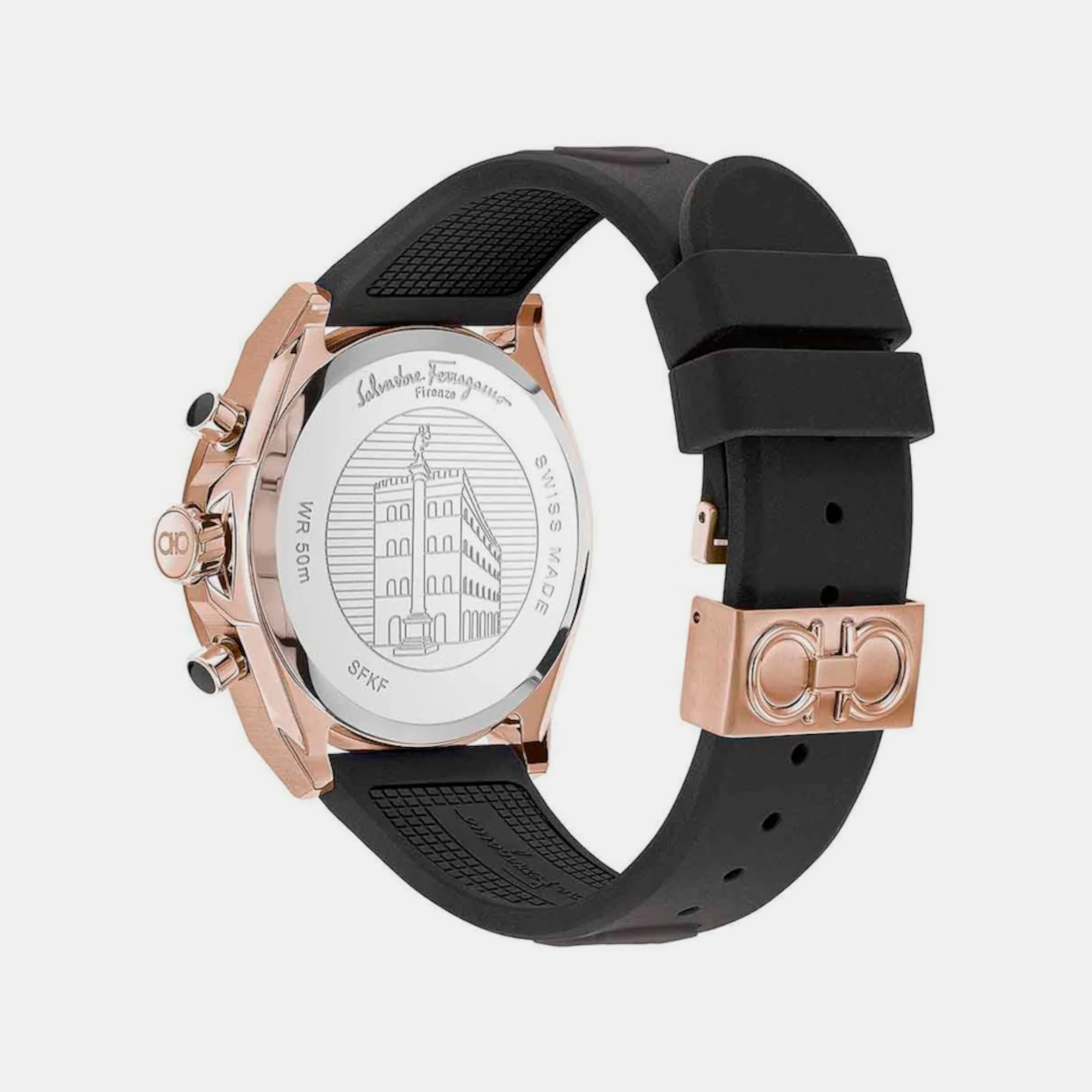 Men Quartz Black Dial Chronograph Silicone Watch SFKF00423 - Image 2