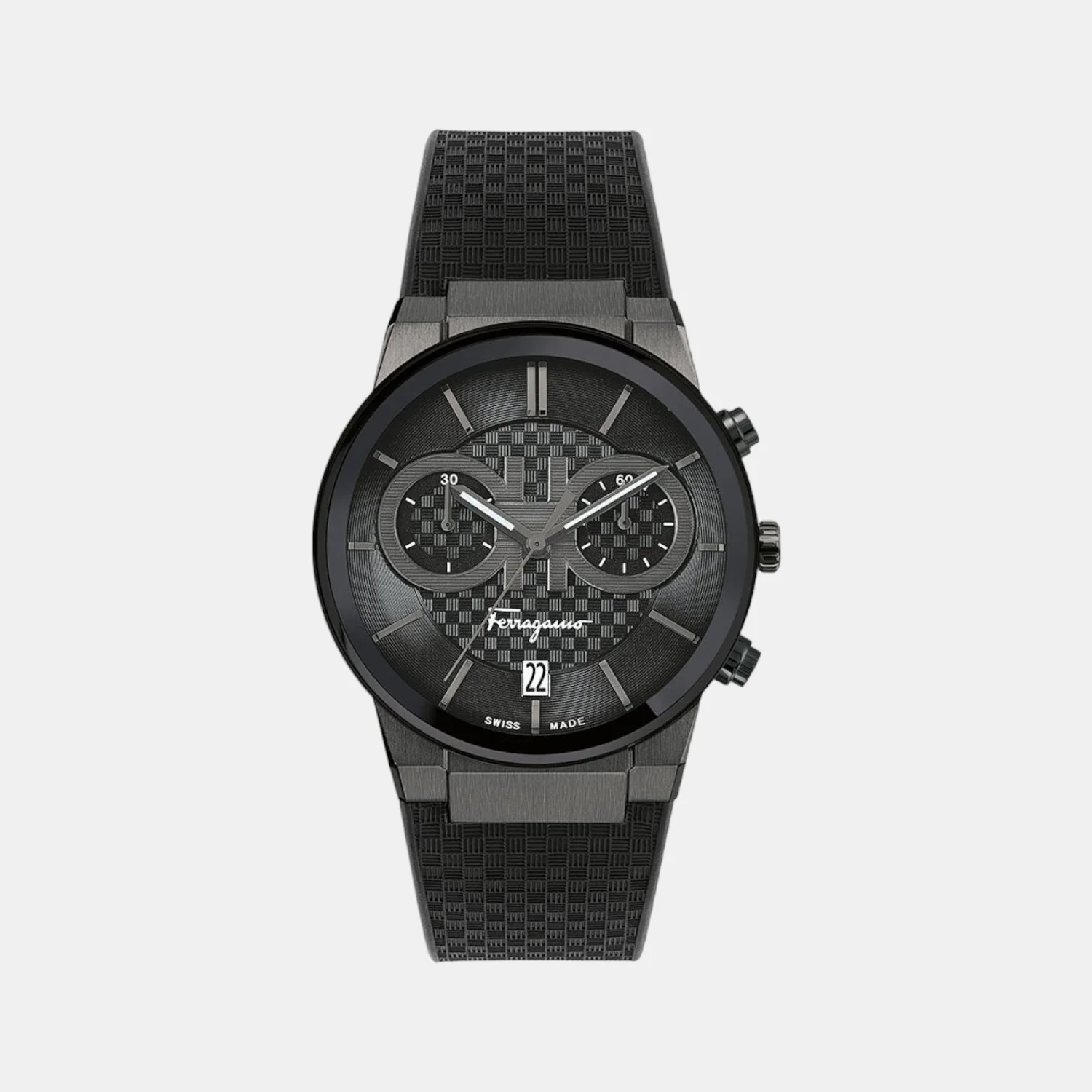 Men Quartz Black Dial Chronograph Silicone Watch SFME00621